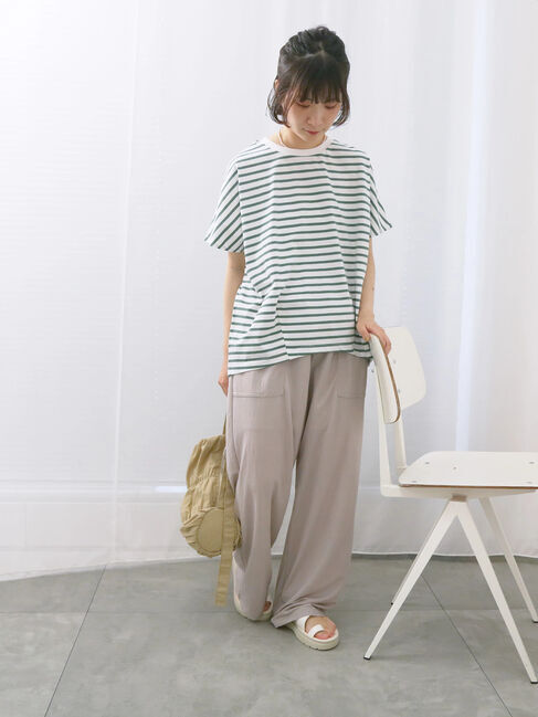 Samansa Mos2 blue「【USAコットン】アソートフレンチスリーブTシャツ」|Tシャツ・カットソー|