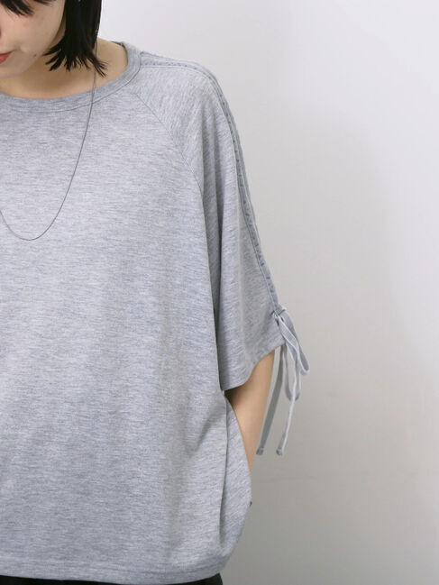 Samansa Mos2 blue「◎【接触冷感】ベロアラインリボンTシャツ」|Tシャツ・カットソー|