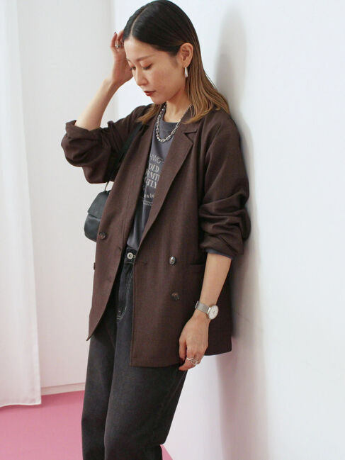 Samansa Mos2 blue「アソートダブルジャケット」|その他|ブラウン