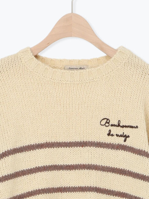 Samansa Mos2「ロゴ刺繍パネルボーダーニット」|ニット・セーター|