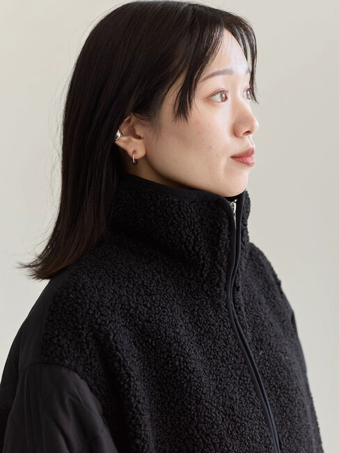 Samansa Mos2 blue「スタンドボアキルトジャケット」|その他|