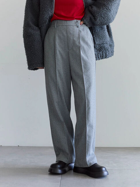 Samansa Mos2 blue「ヘリンボーンストレートパンツ」|その他|