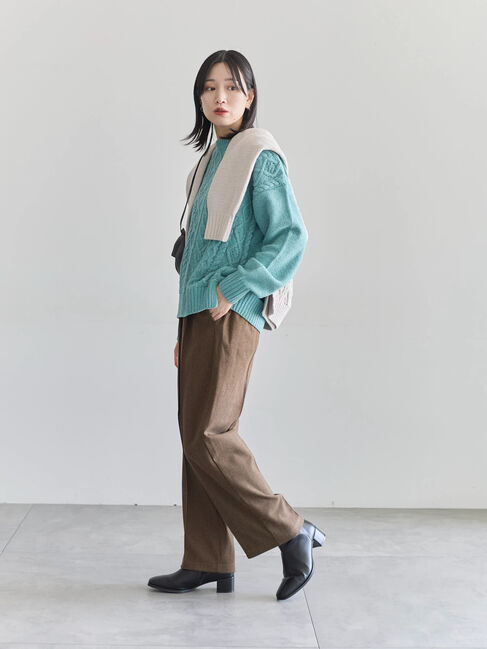 Samansa Mos2 blue「ヘリンボーンストレートパンツ」|その他|