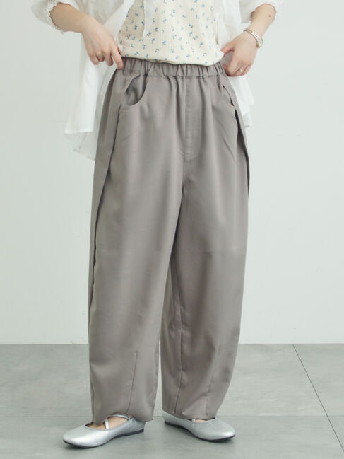 Samansa Mos2「サイド深タックバレルパンツ」|その他|グレー