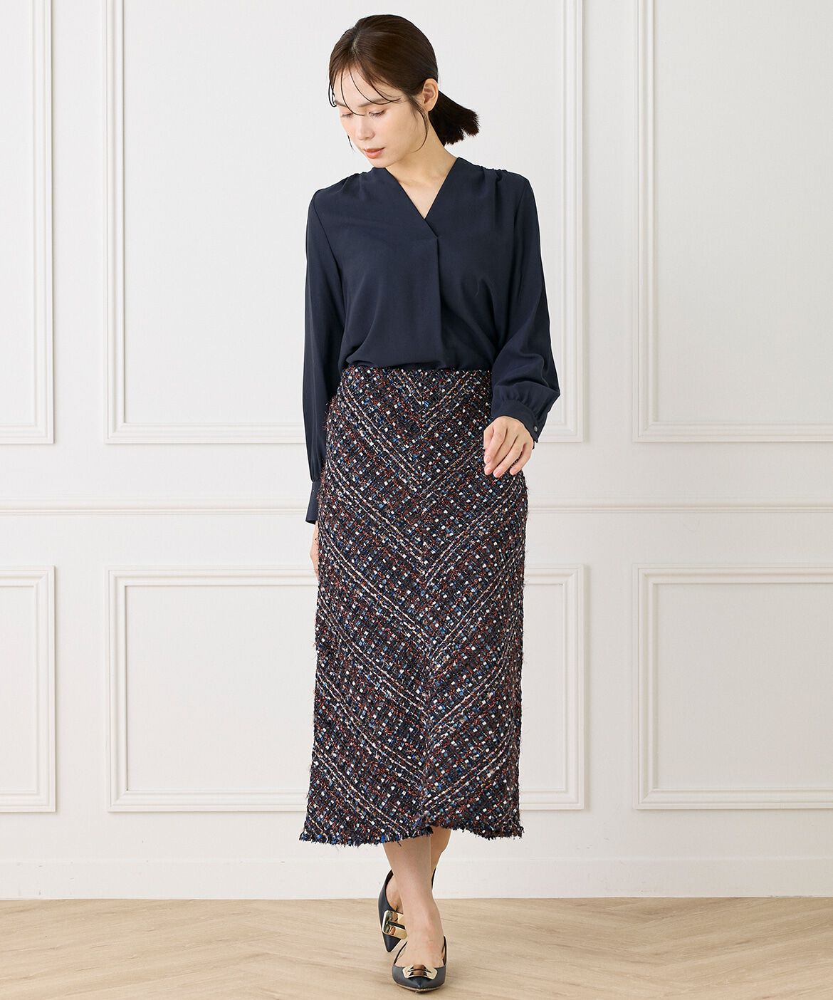 INED「Vネックブラウス」|シャツ・ブラウス|