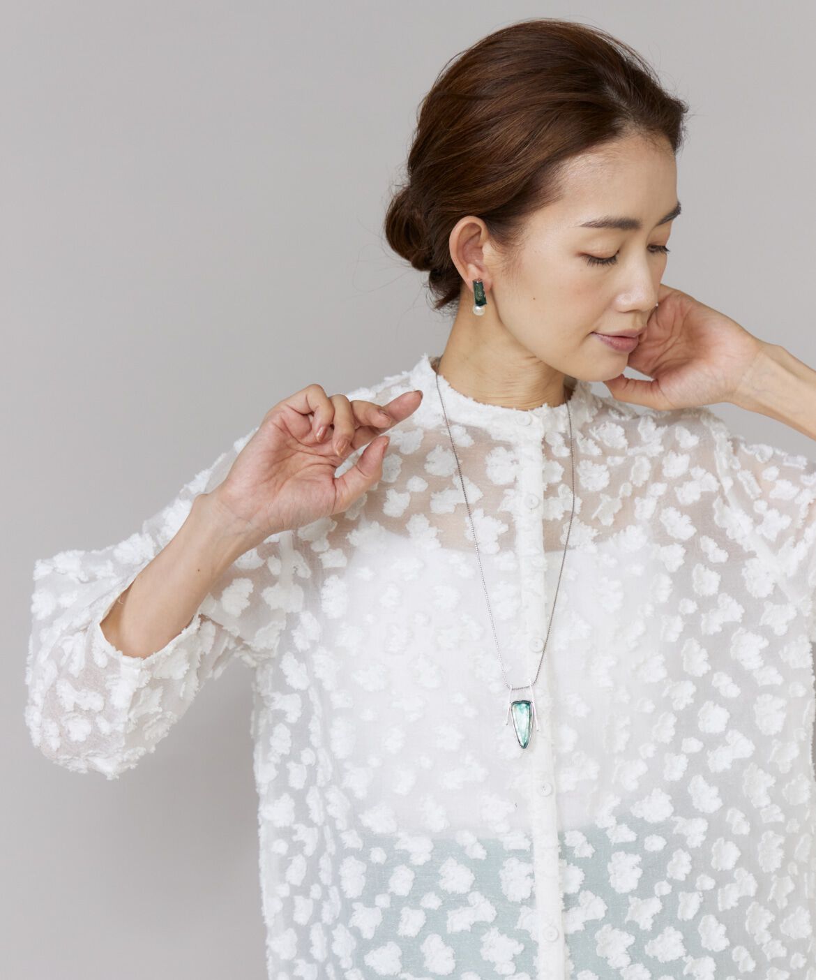 Le Souk「カットジャカードブラウス」|シャツ・ブラウス|