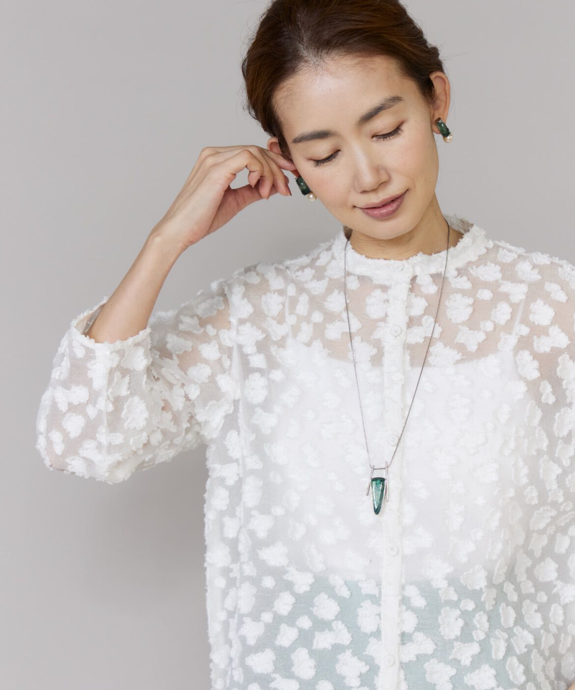 Le Souk「カットジャカードブラウス」|シャツ・ブラウス|