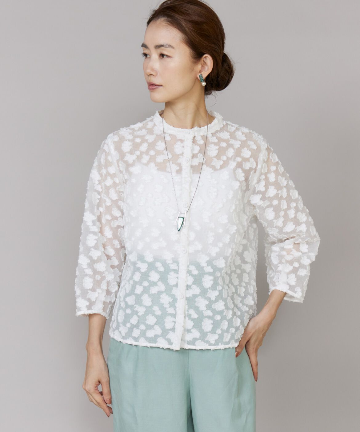 Le Souk「カットジャカードブラウス」|シャツ・ブラウス|