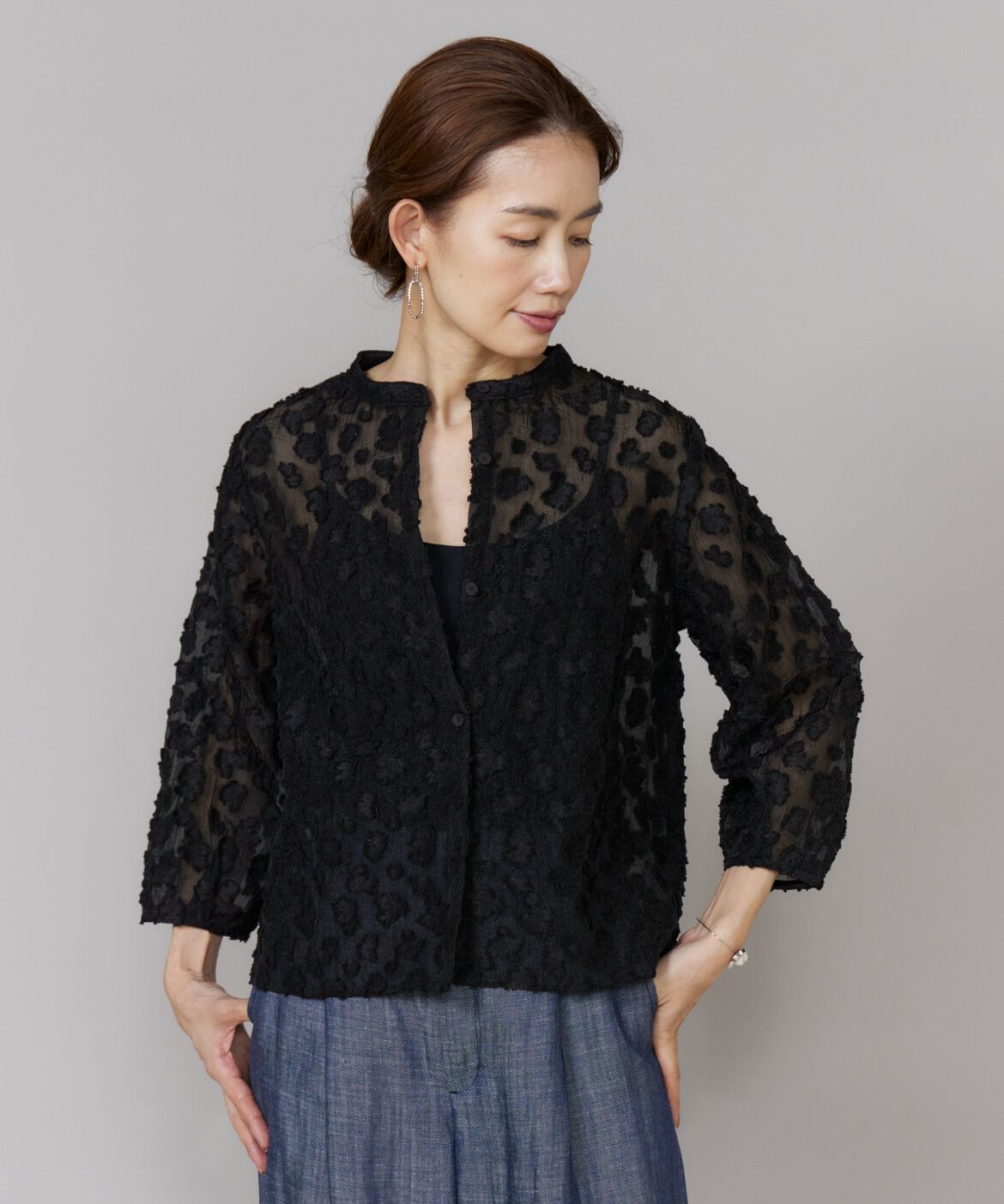 Le Souk「カットジャカードブラウス」|シャツ・ブラウス|