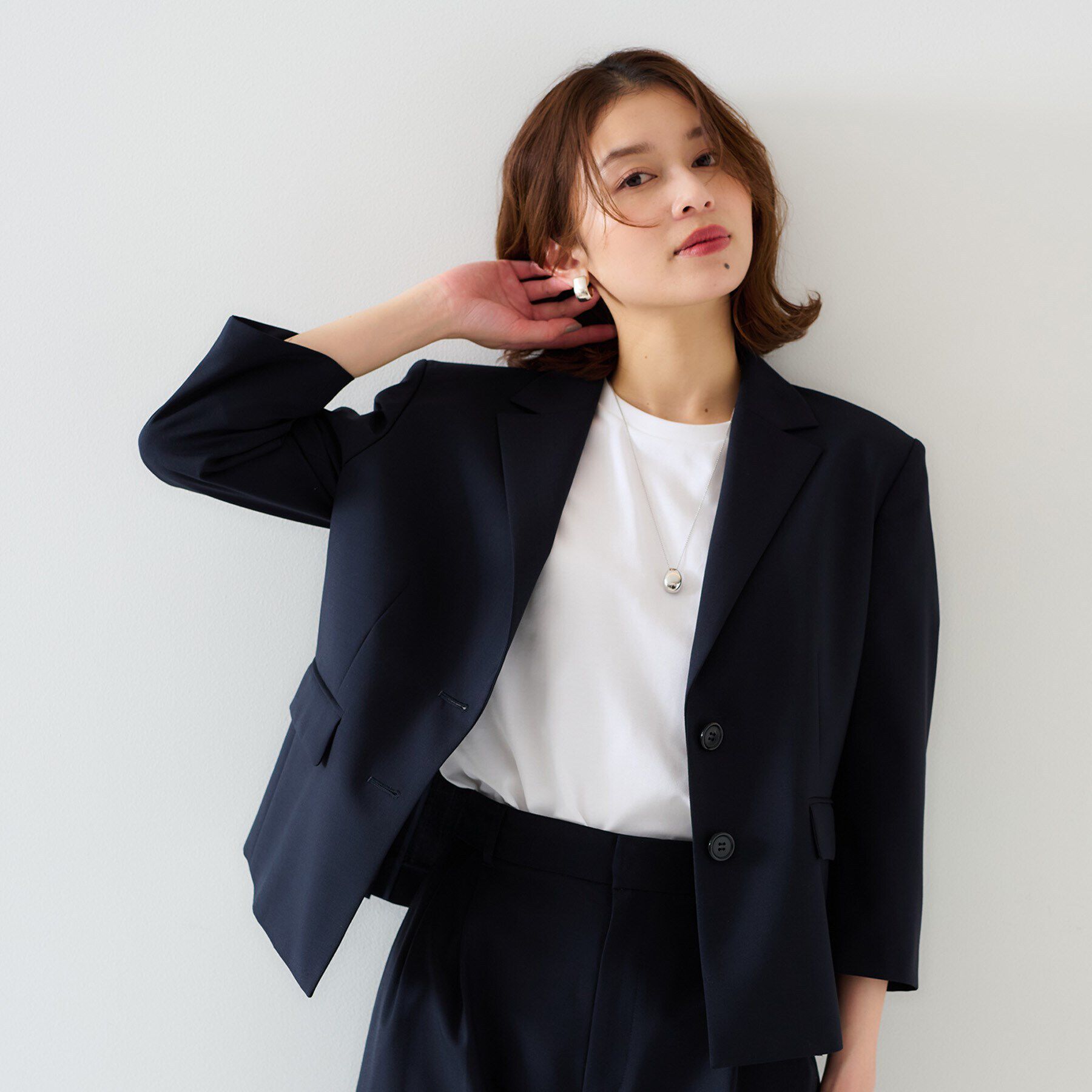 UNTITLED「【オンオフ使える/セットアップ可能】トロピカルウール シングルブレストジャケット」|テーラードジャケット|ネイビー(094)