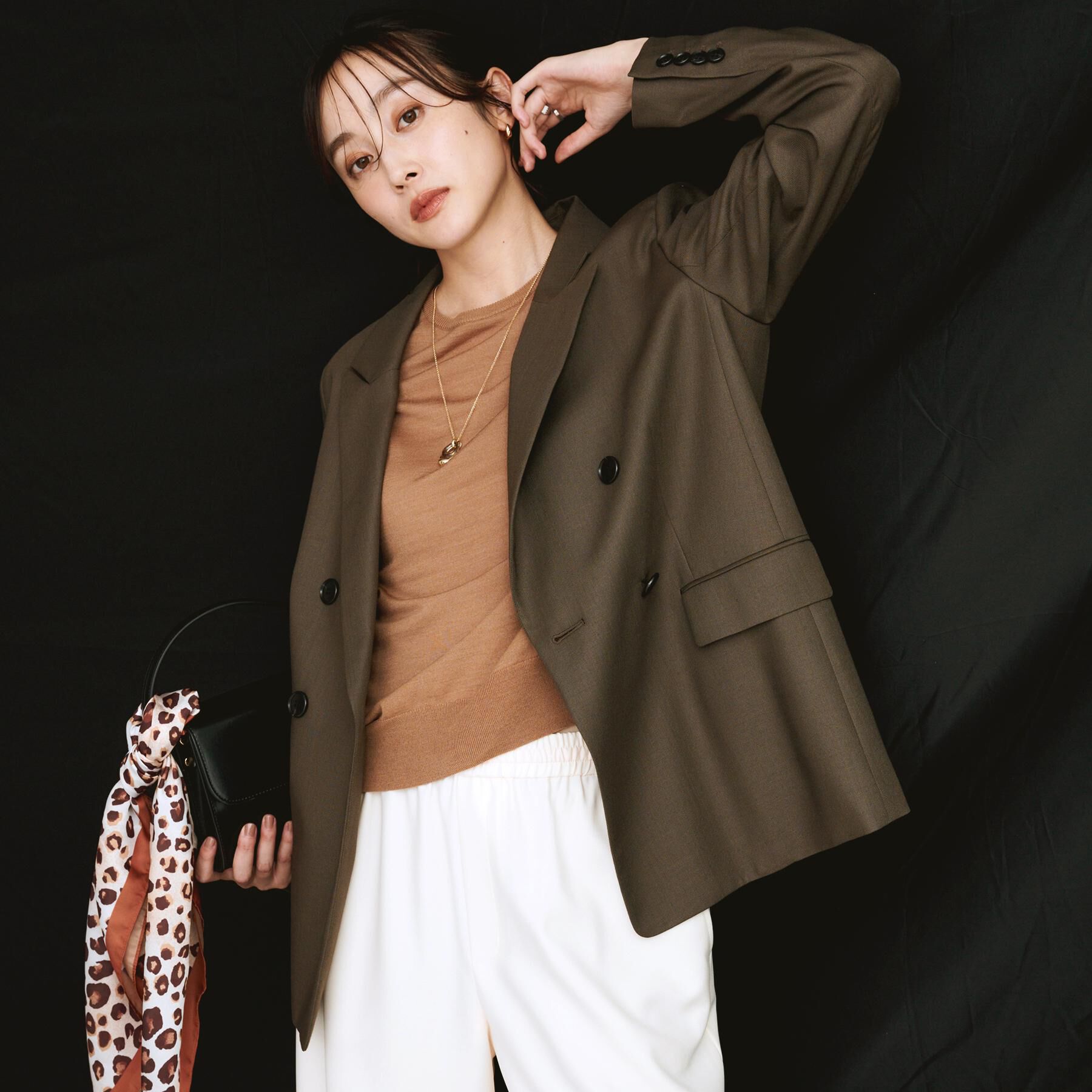 UNTITLED「【セットアップ可】ウールライク ダブルブレストジャケット」|テーラードジャケット|ブラウン(043)