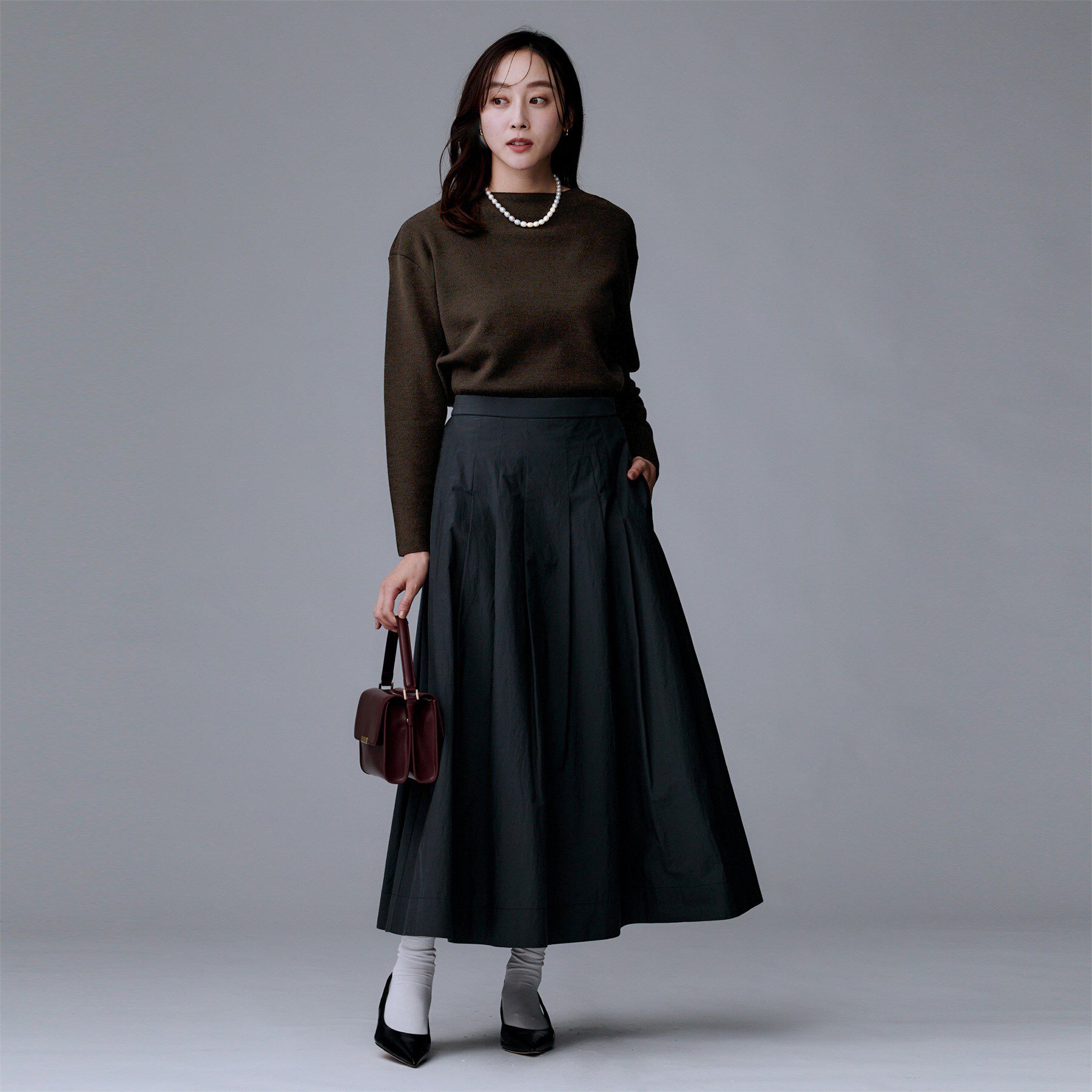 UNTITLED「【洗える】モックネックミラノリブニット」|ニット・セーター|