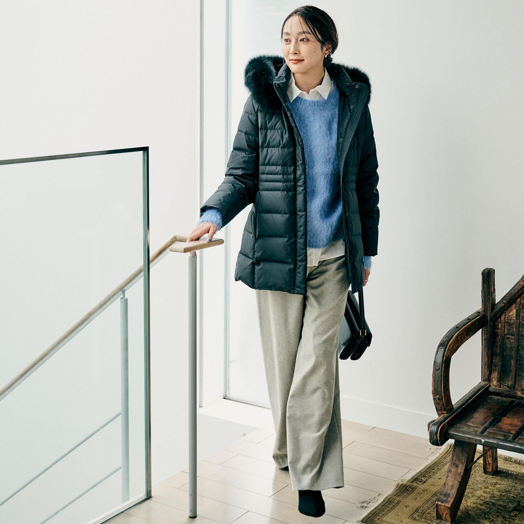 UNTITLED「【はっ水機能/フード取り外し可】ミディダウンコート」|ダウン|