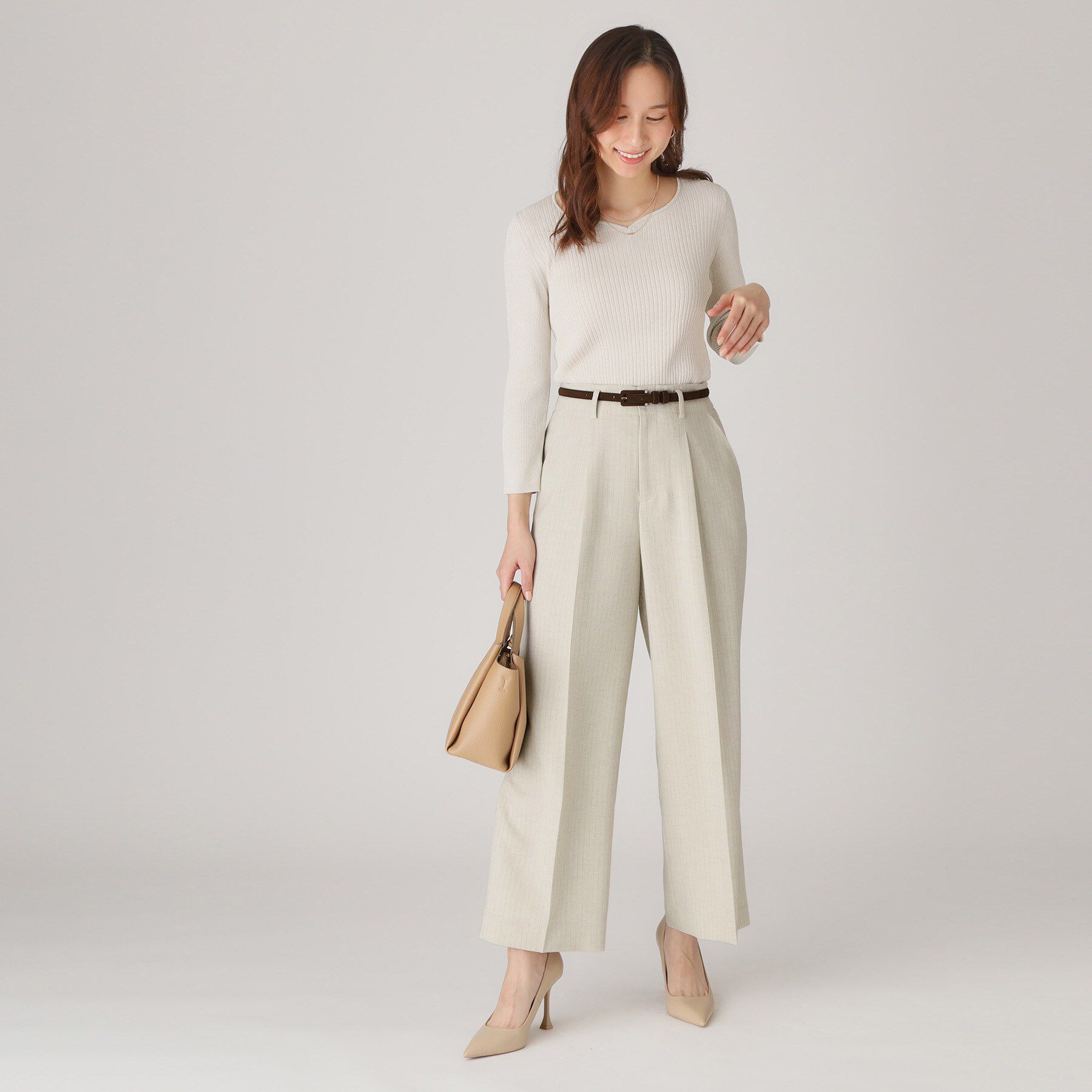 COUP DE CHANCE「【洗える／ウエスト後ろゴム】ストライプ柄ワイドパンツ」|その他|