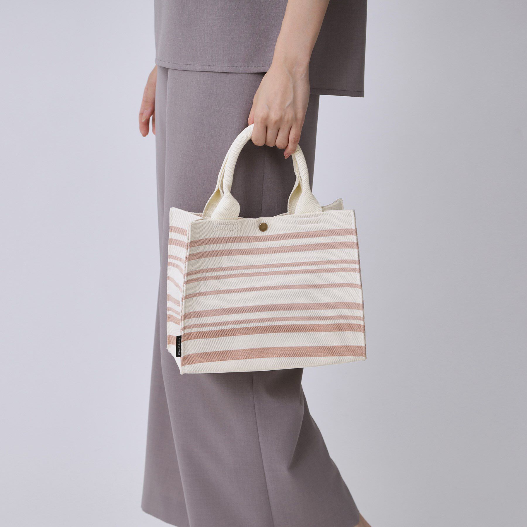 COUP DE CHANCE「トーンリズムニット／大人ボーダー柄／ニットバック」|トートバッグ|ライトピンク(170