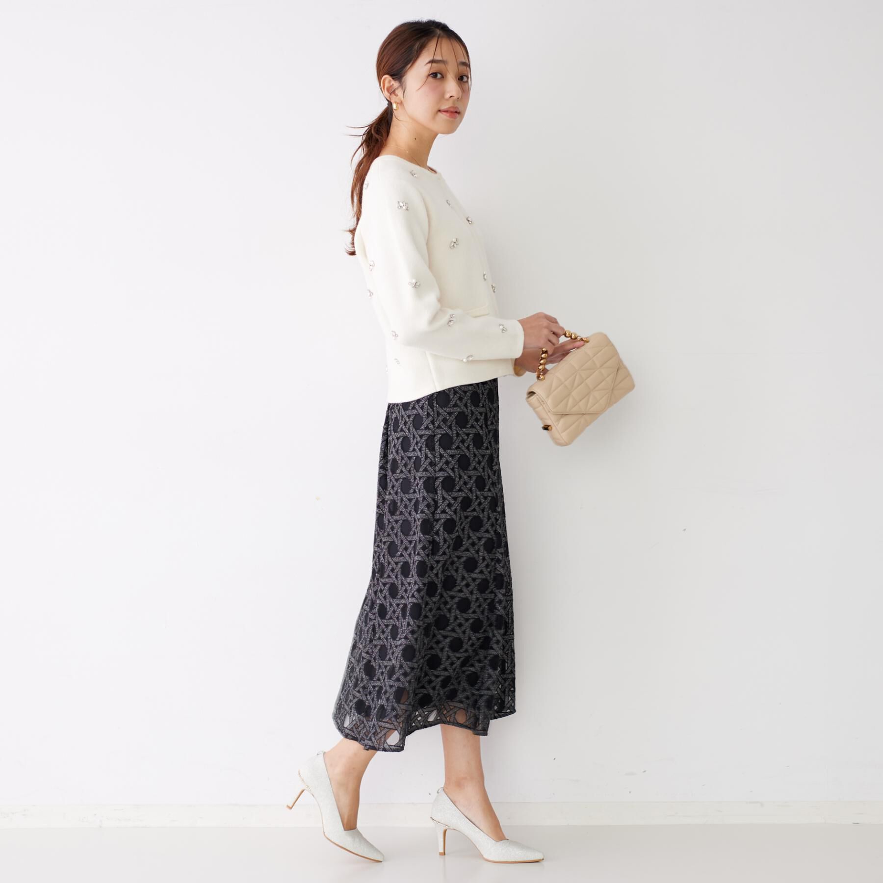 COUP DE CHANCE「【日本製】シアー刺繍のフレアースカート」|スカート|