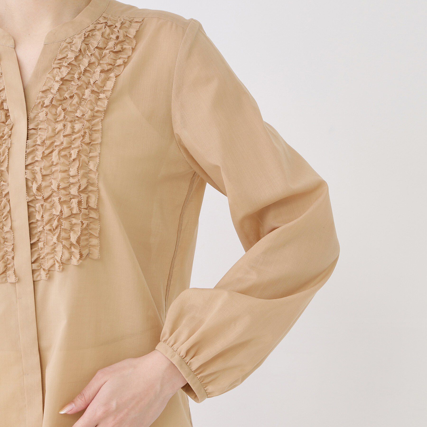 COUP DE CHANCE「【手洗い可/きれいめ】シアーローンフリルブラウス」|シャツ・ブラウス|