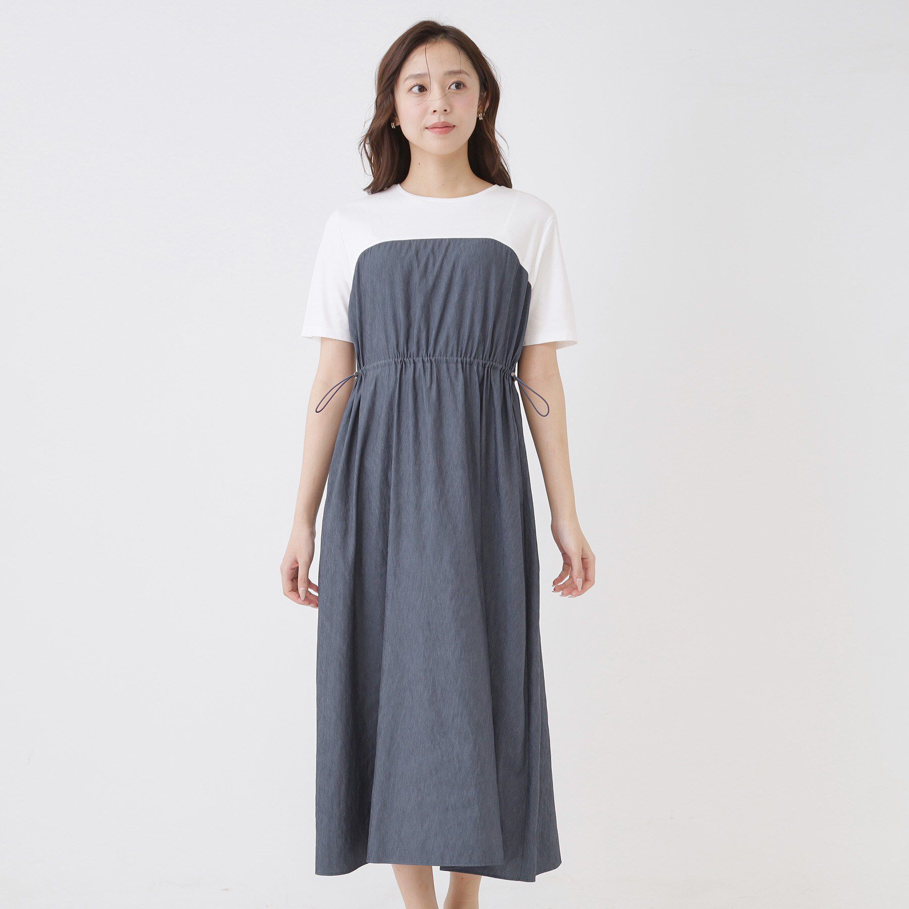 COUP DE CHANCE「【手洗い可】異素材ドッキングワンピース」|ワンピース|