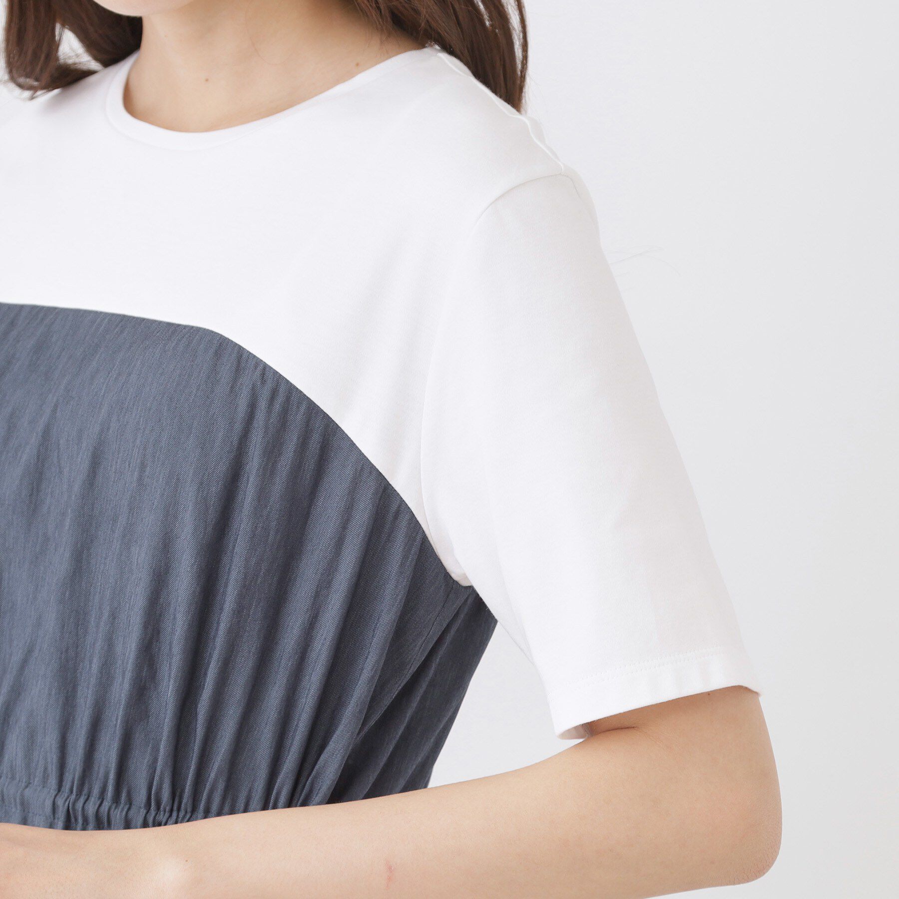 COUP DE CHANCE「【手洗い可】異素材ドッキングワンピース」|ワンピース|