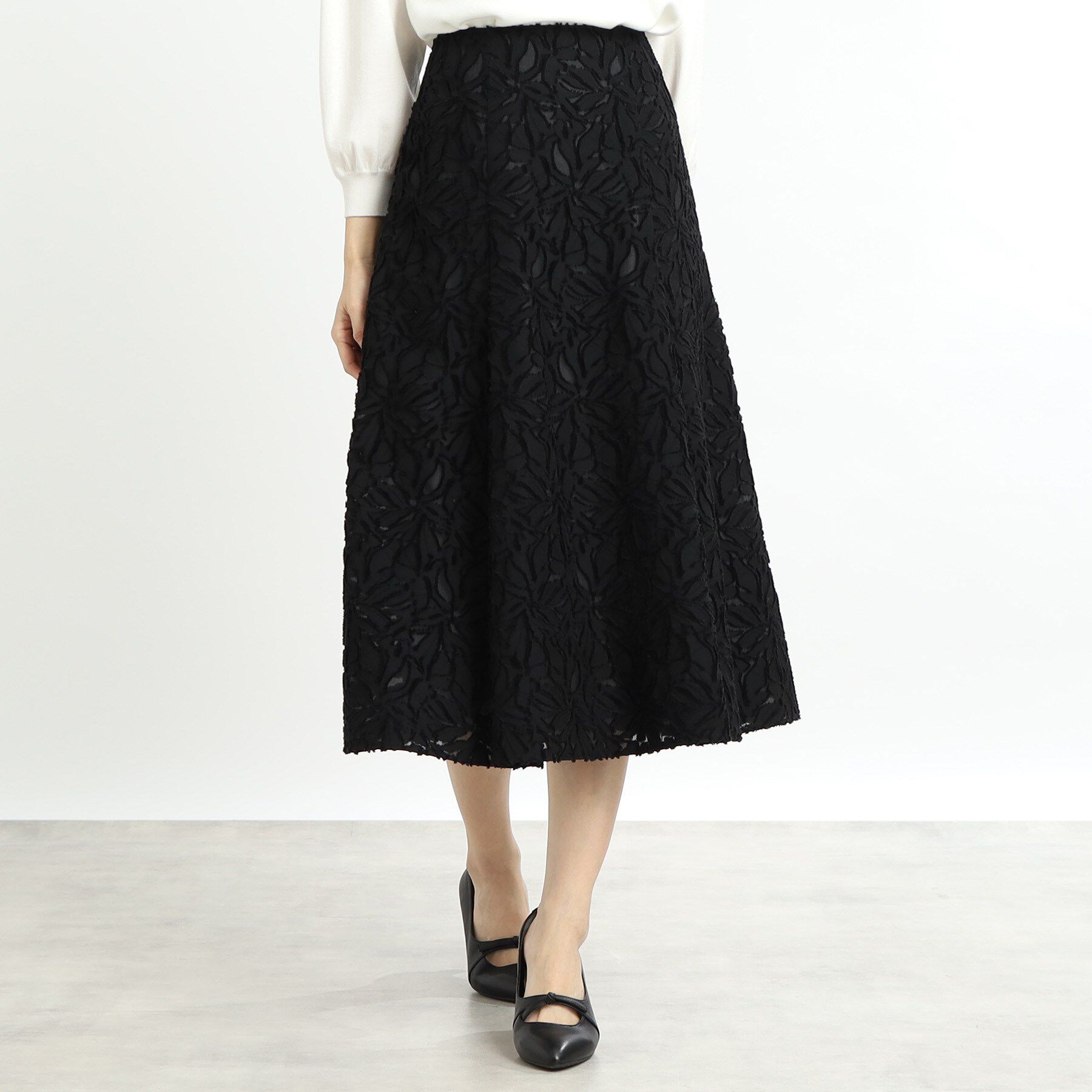 Reflect「【手洗い可】カットジャカードロングスカート」|スカート|