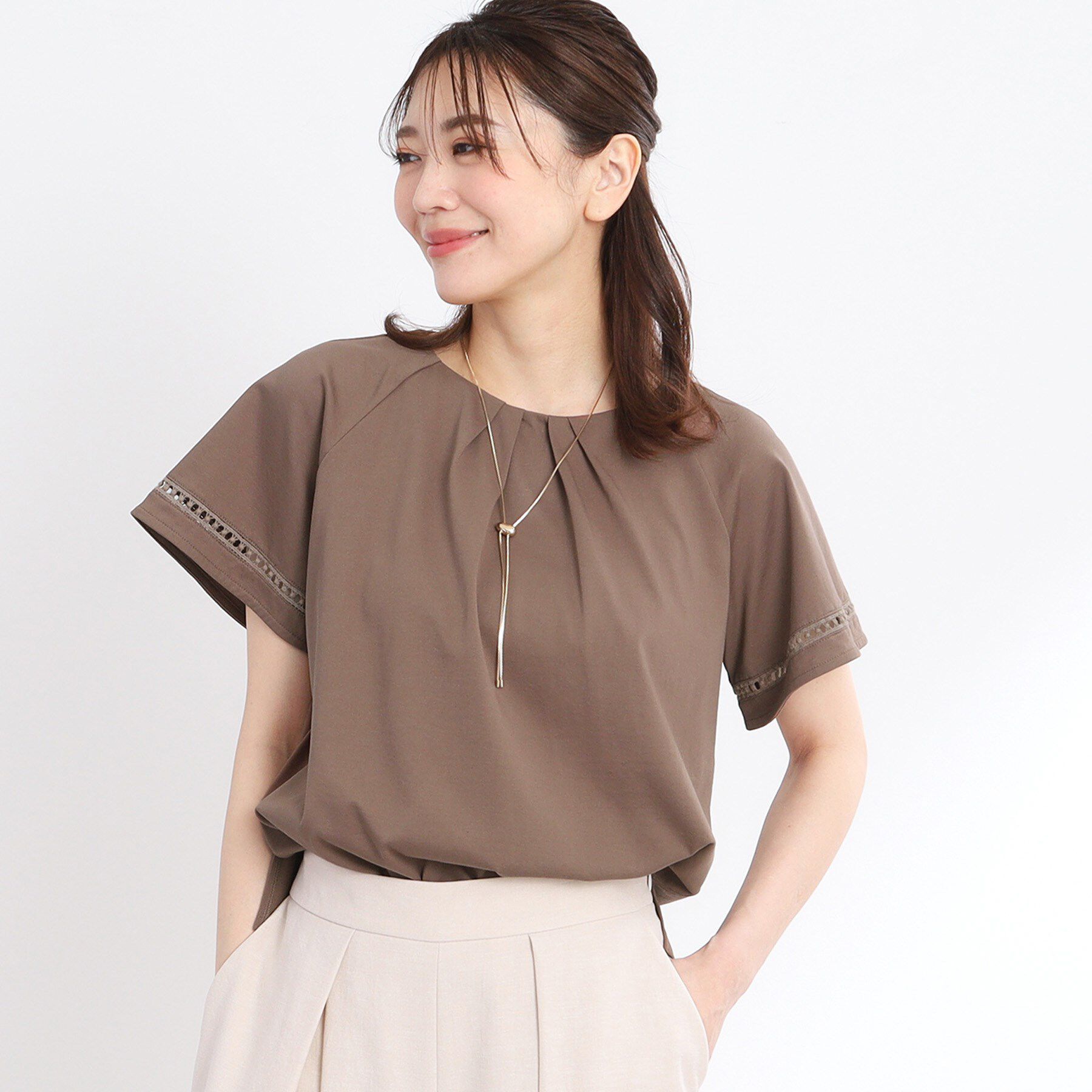 Reflect「【手洗い可】フレアースリーブカットソー」|Tシャツ・カットソー|モカブラウン(042