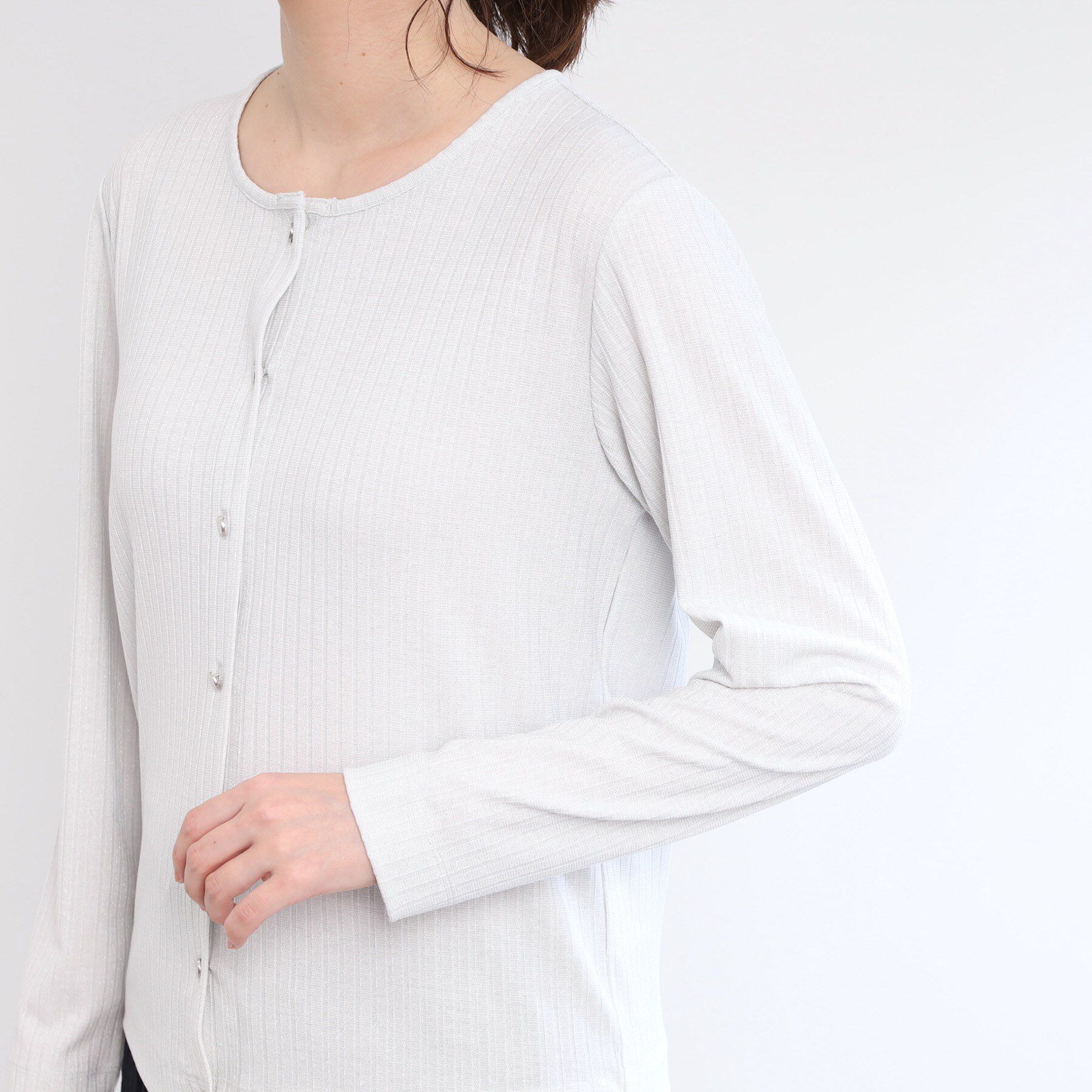 Reflect「【手洗い可／一枚着でも◎】ラメ入りドット風ボタンカーディガン」|カーディガン|