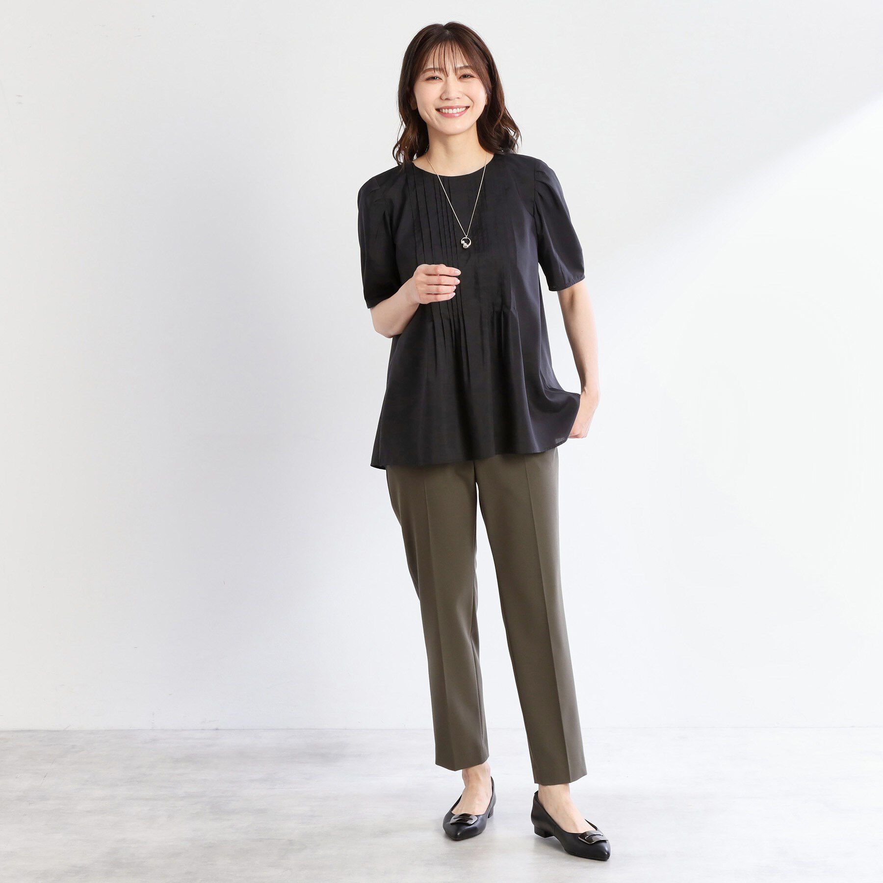 Reflect「【すっきり見え！長め丈】ピンタックデザインチュニックブラウス」|シャツ・ブラウス|