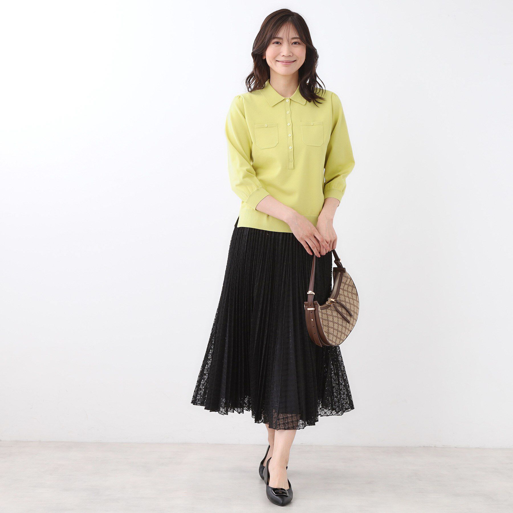 Reflect「【透けにくい◎】衿付き七分袖ニット」|ニット・セーター|