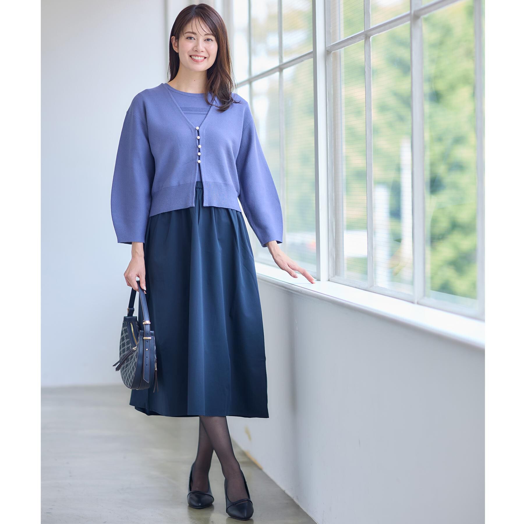 Reflect「【軽い羽織に◎／セットアップ可】パール調ボタン付きカーディガン」|カーディガン|