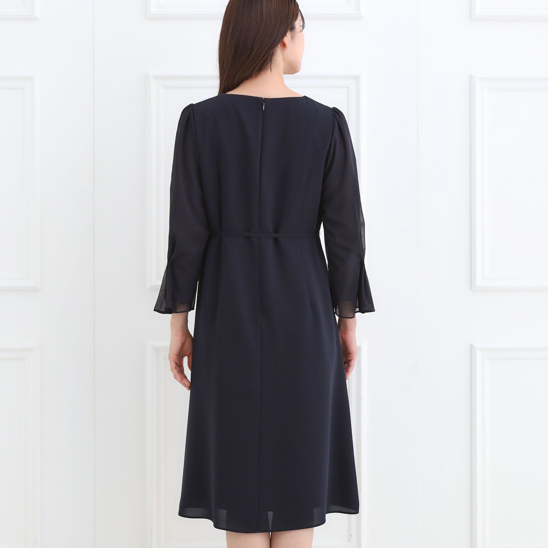 Reflect「【付属リボン付き】スリーブデザインジョーゼットワンピース」|ワンピース|