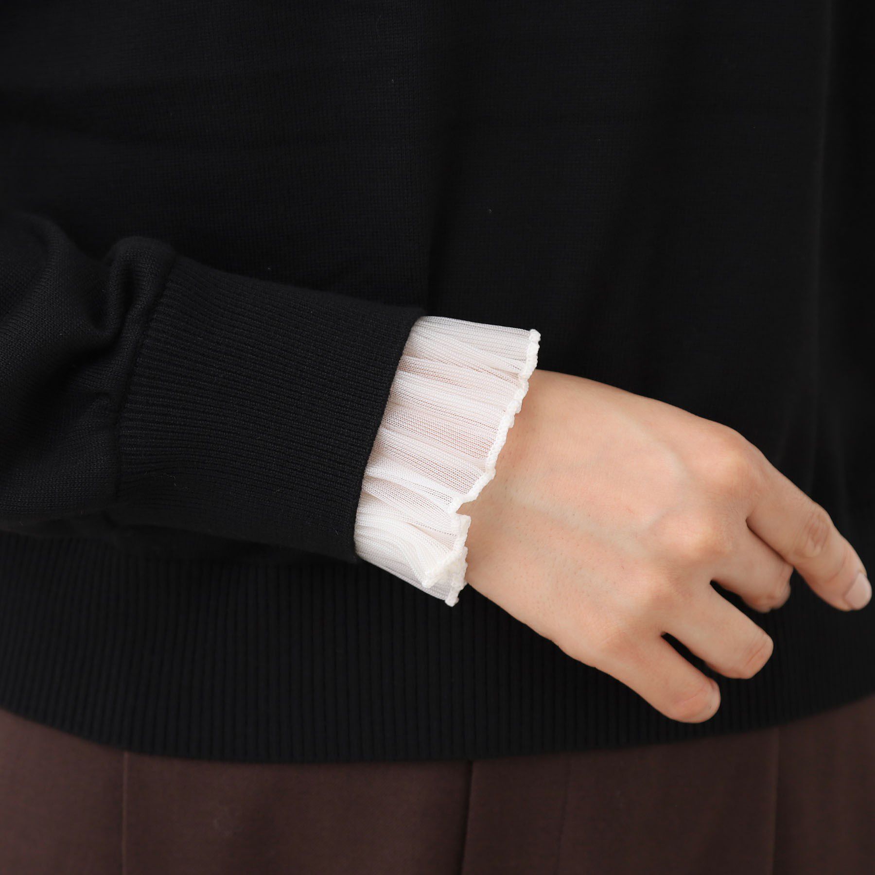 Reflect「【秋映え／重ね着風スタイルに◎】フリルプリーツスリーブニット」|ニット・セーター|