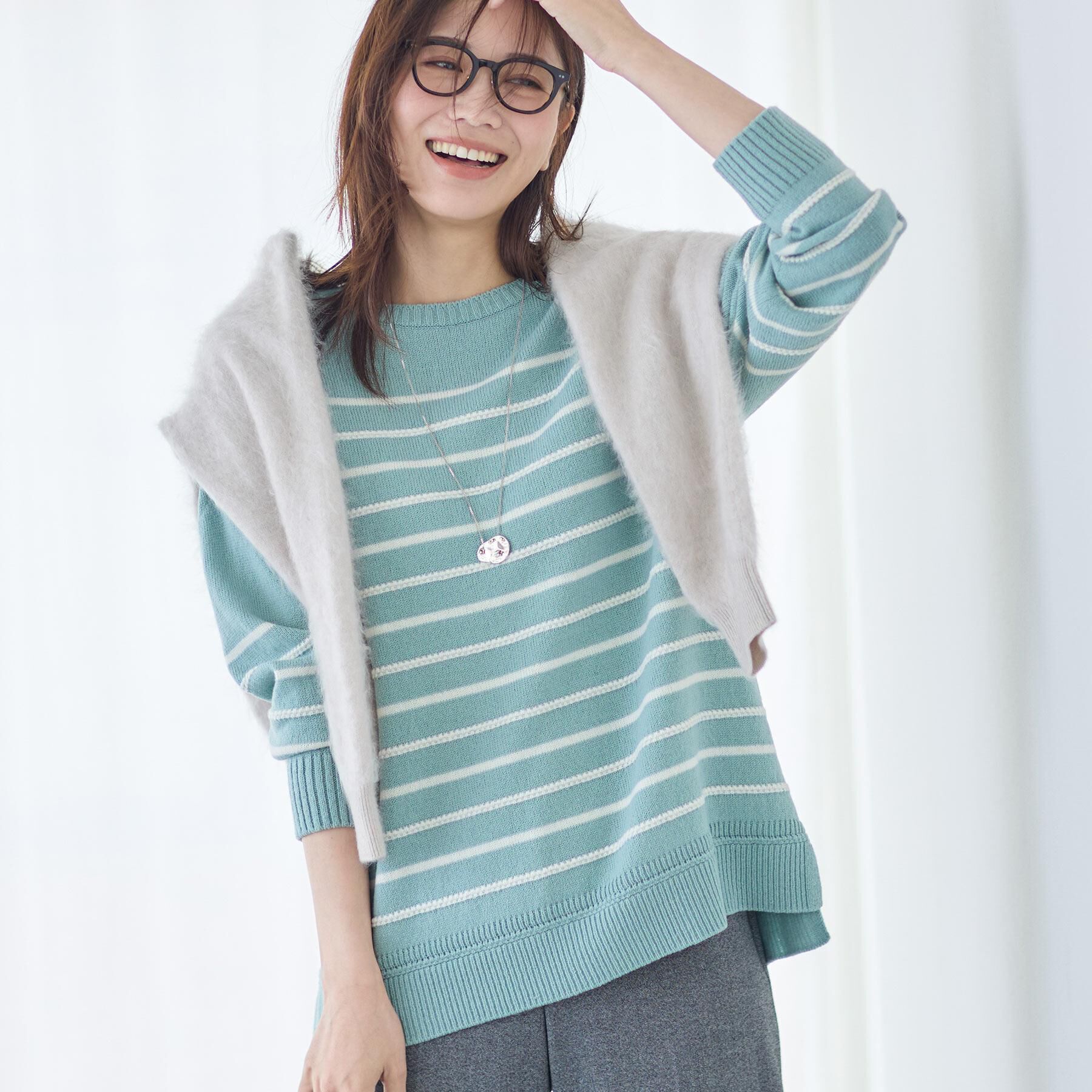 Reflect「【ゆったり着られる◎】ボートネックボーダーニット」|ニット・セーター|