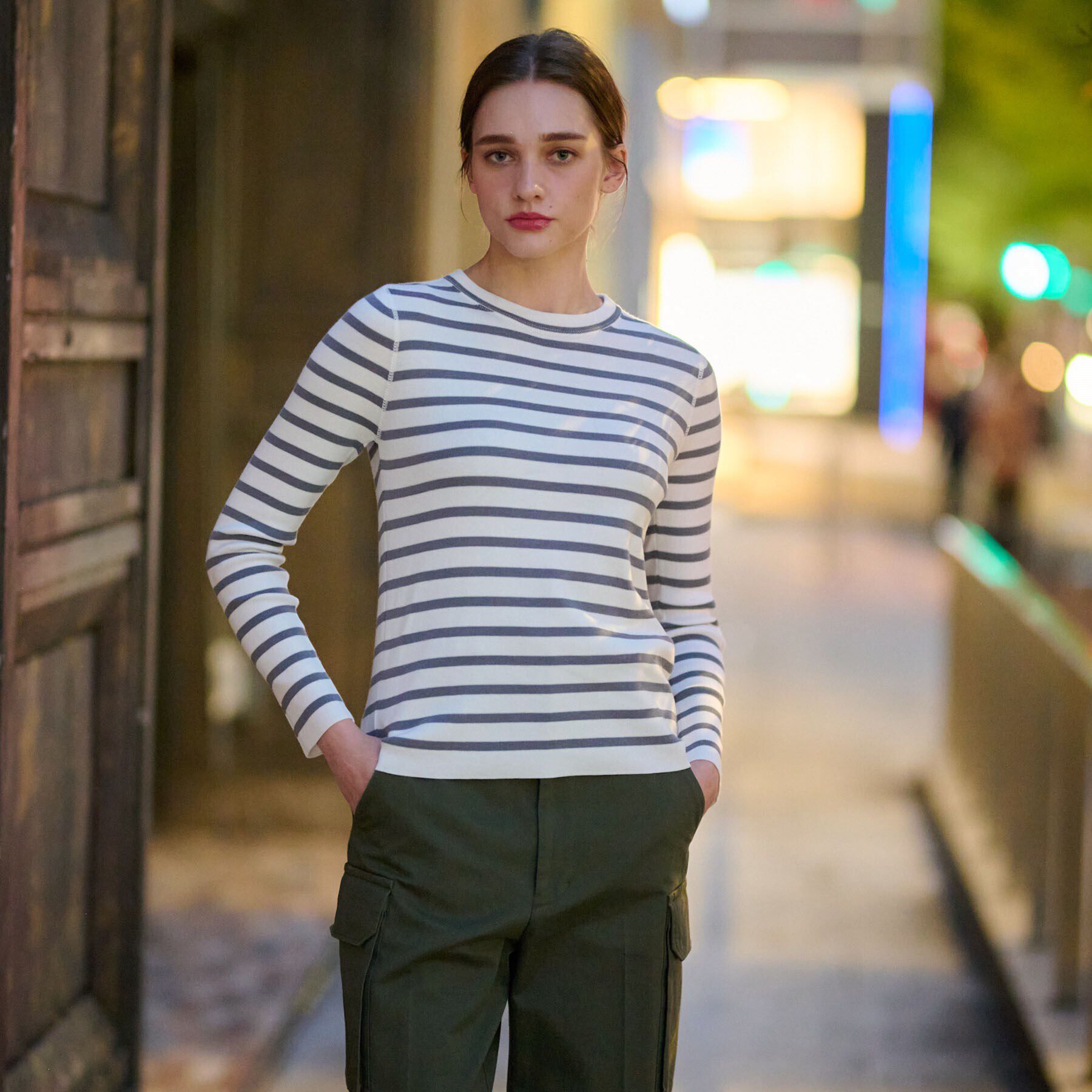 DRESSTERIOR「コットンフルニードルボーダー」|ニット・セーター|