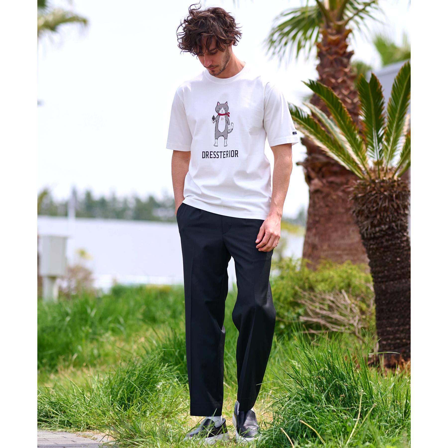 DRESSTERIOR「【接触冷感／抗菌防臭／消臭】ICE CLEAR COTTON キャットTシャツ」|Tシャツ・カットソー|