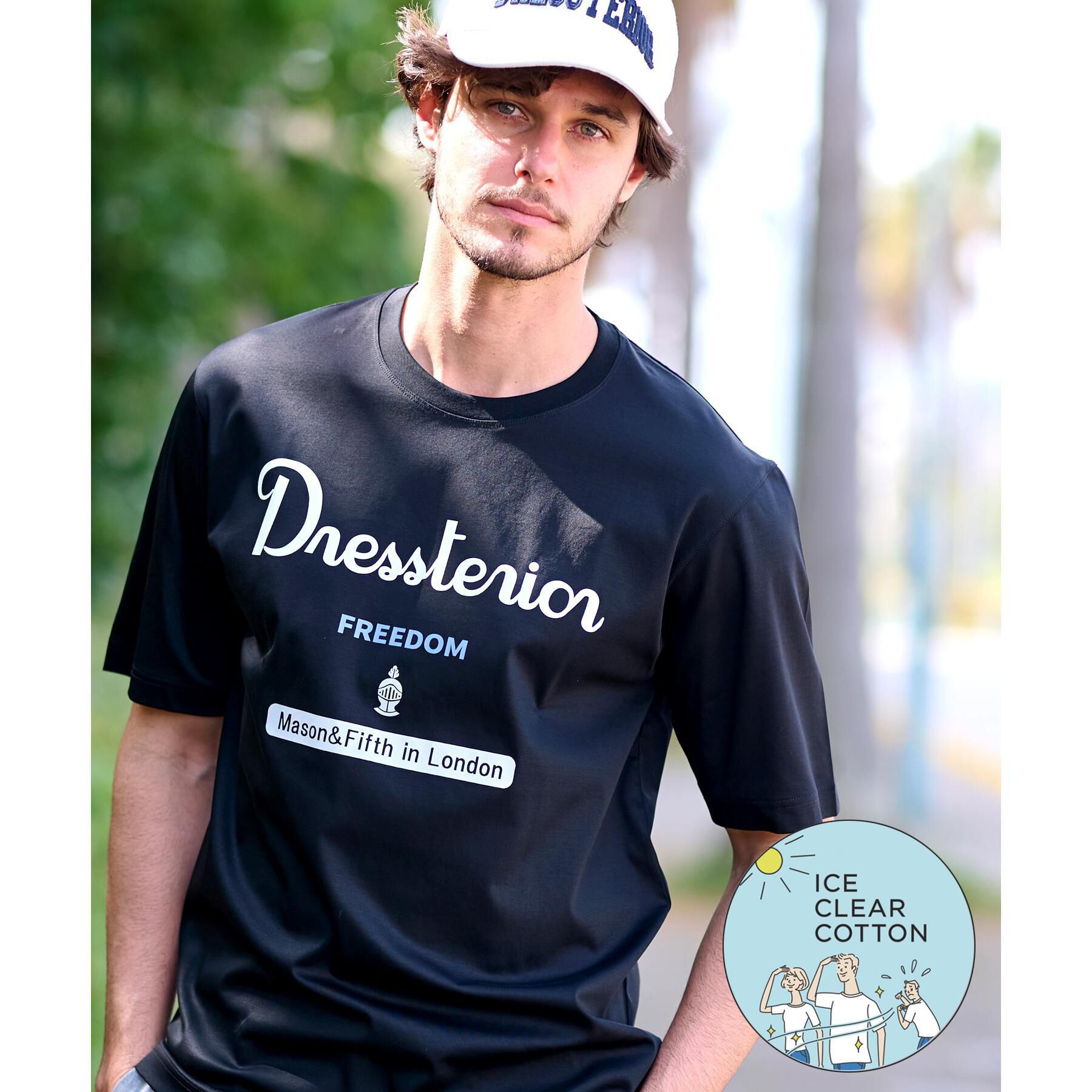 DRESSTERIOR「【接触冷感/抗菌防臭/消臭】ICE CLEAR COTTON ロゴT」|Tシャツ・カットソー|ブラック(019)