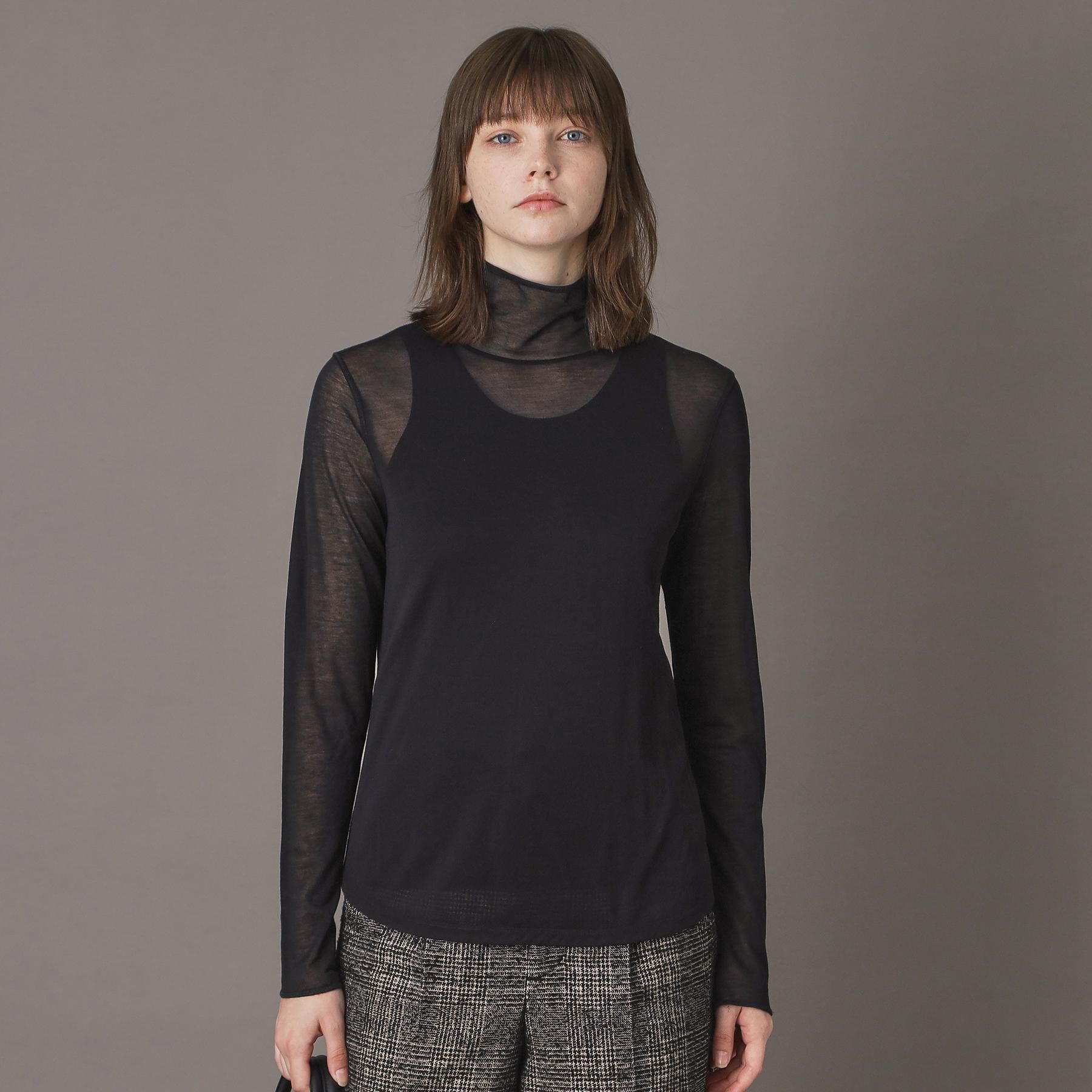 DRESSTERIOR「【シアー素材】シアータートルトップス」|Tシャツ・カットソー|ブラック(019)