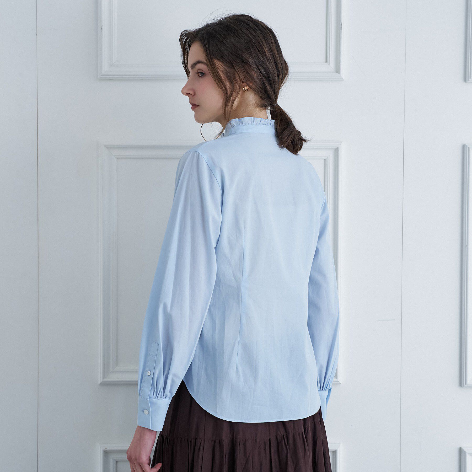 DRESSTERIOR「【ウォッシャブル/通勤】スタンドフリル ブラウス」|シャツ・ブラウス|
