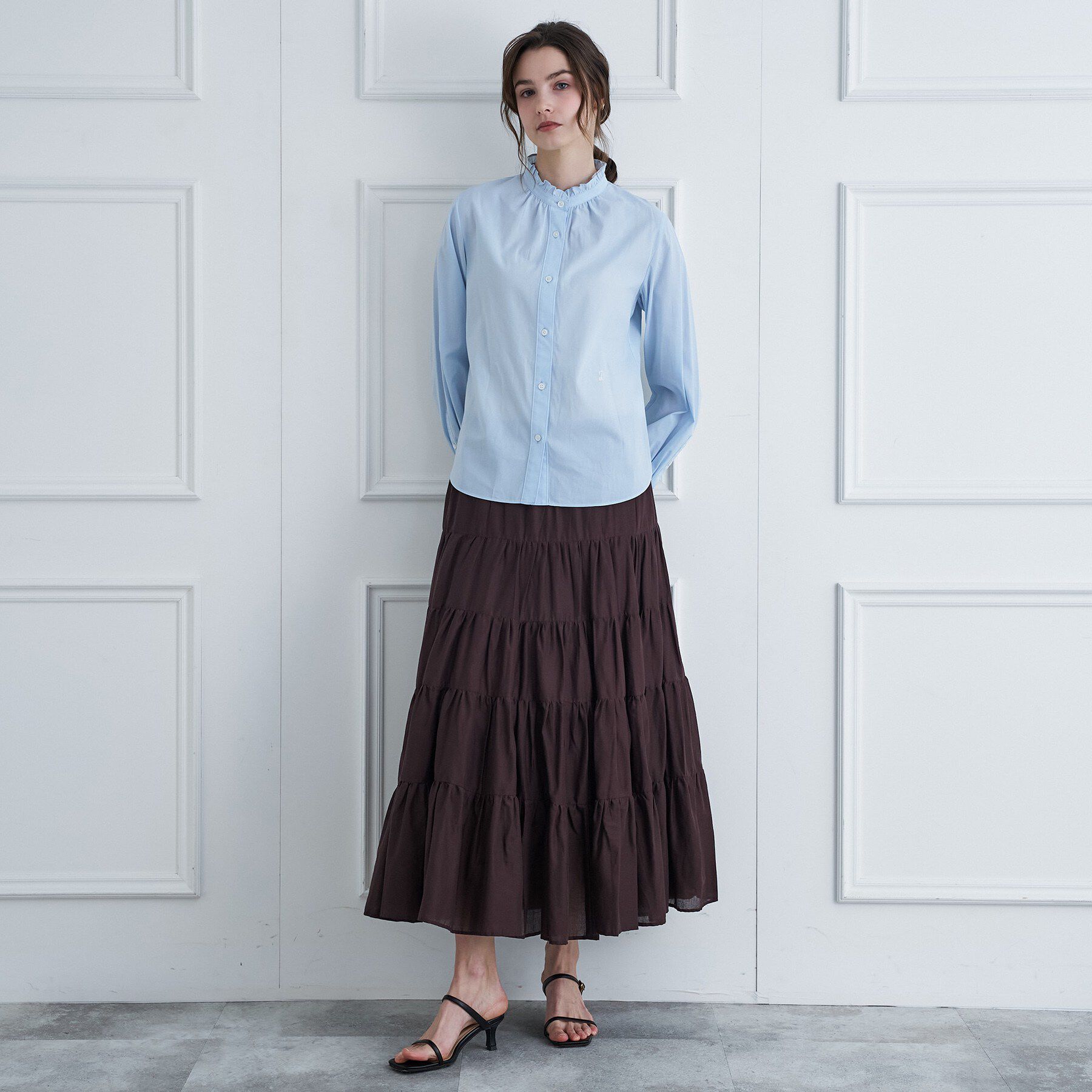 DRESSTERIOR「【ウォッシャブル/通勤】スタンドフリル ブラウス」|シャツ・ブラウス|