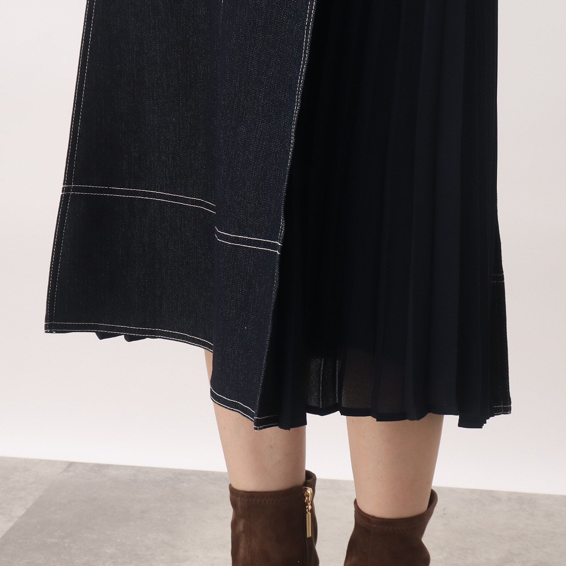 grove「グローブ人気のスカート！デニムサイドプリーツスカート」|スカート|