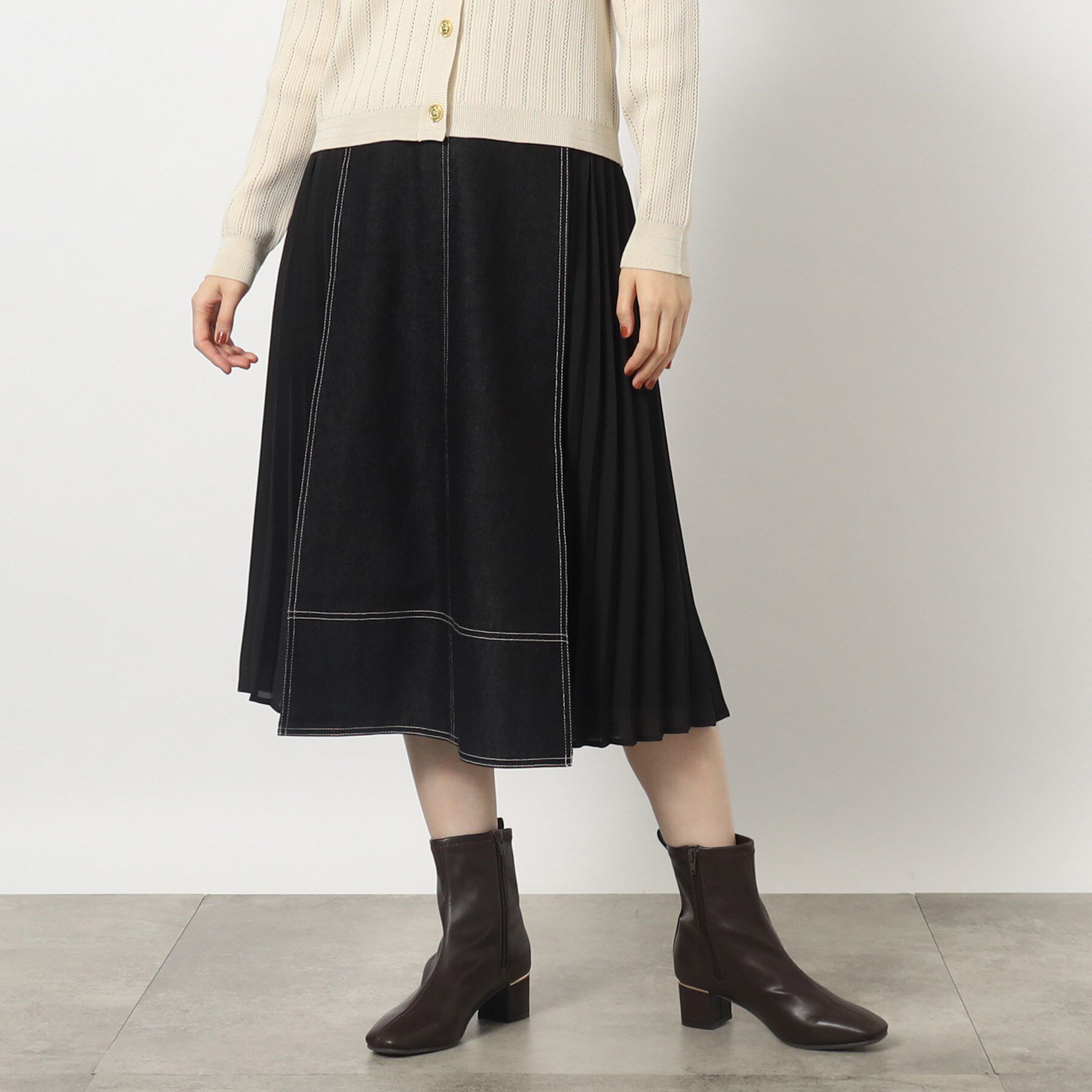 grove「グローブ人気のスカート！デニムサイドプリーツスカート」|スカート|