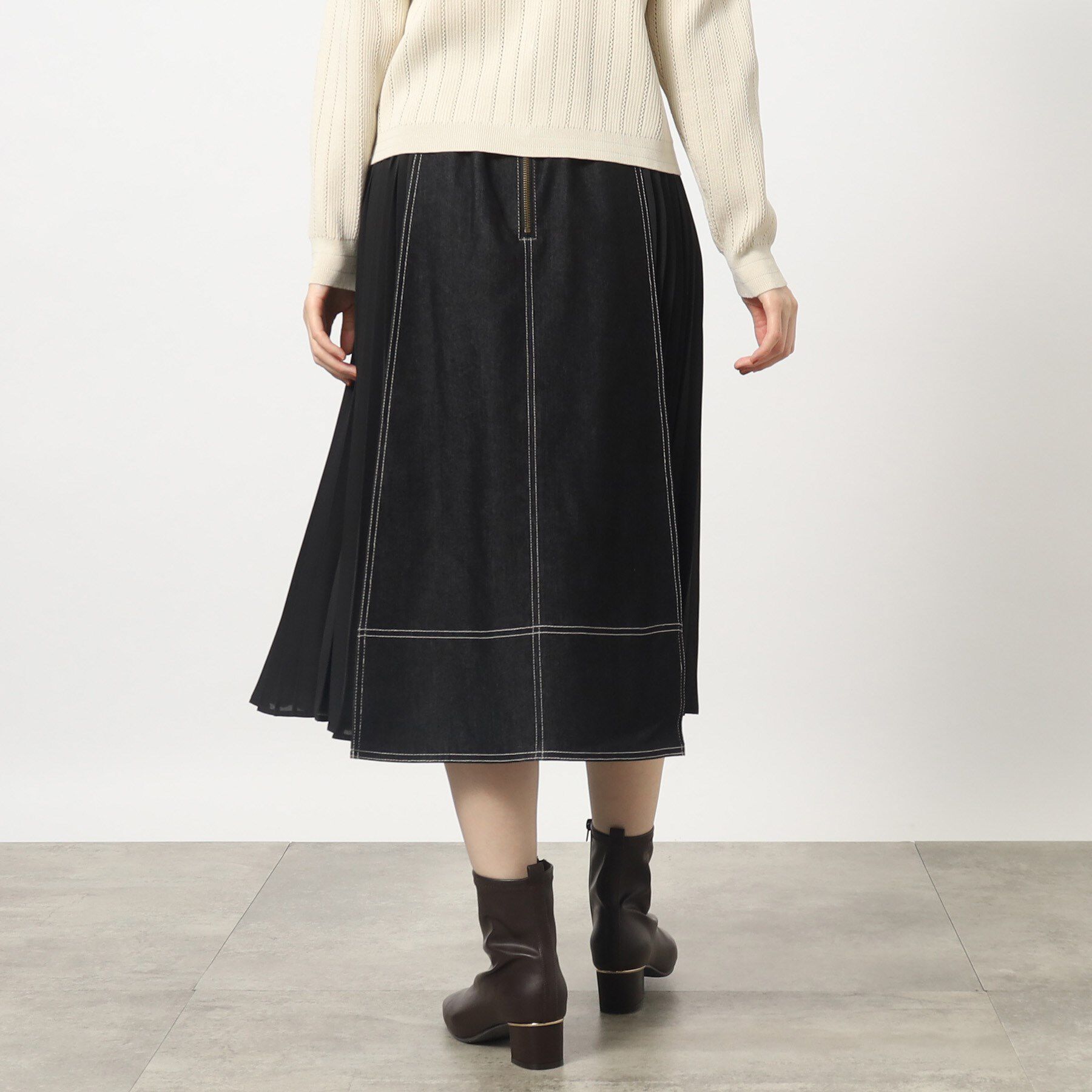 grove「グローブ人気のスカート！デニムサイドプリーツスカート」|スカート|