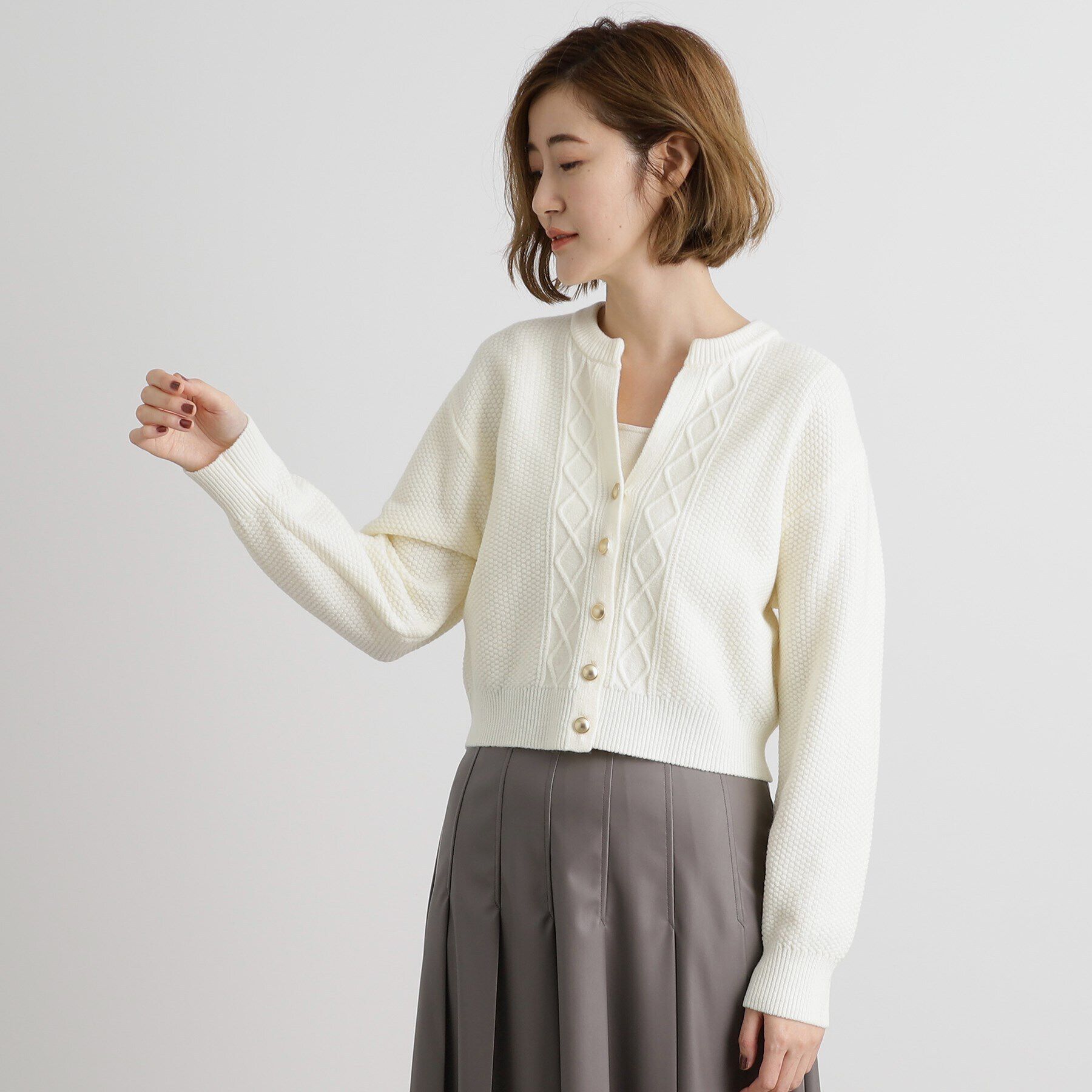 grove「スリットネッククロップドカーディガン」|カーディガン|