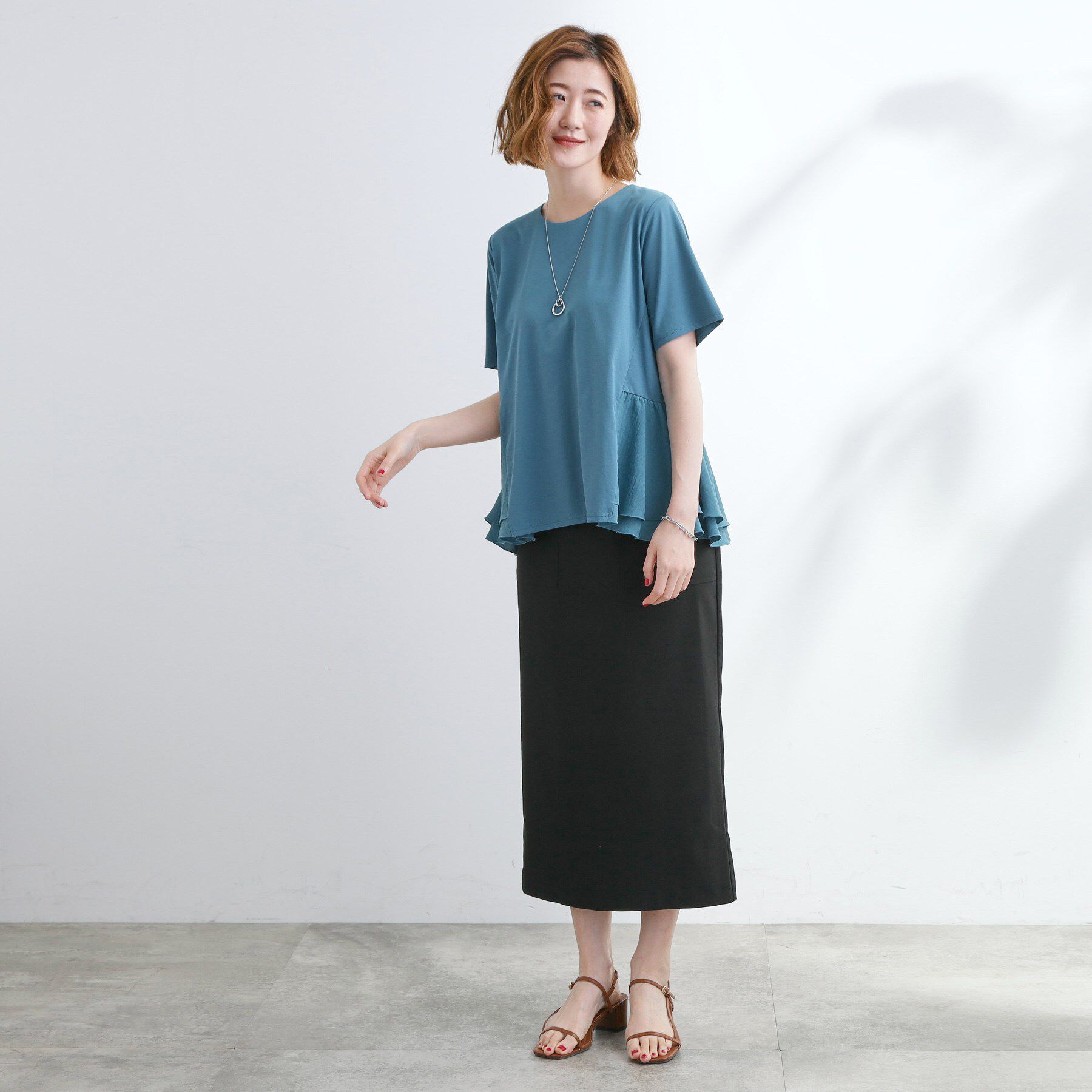 grove「【UV・冷感】布帛使いフレアーTシャツ」|Tシャツ・カットソー|