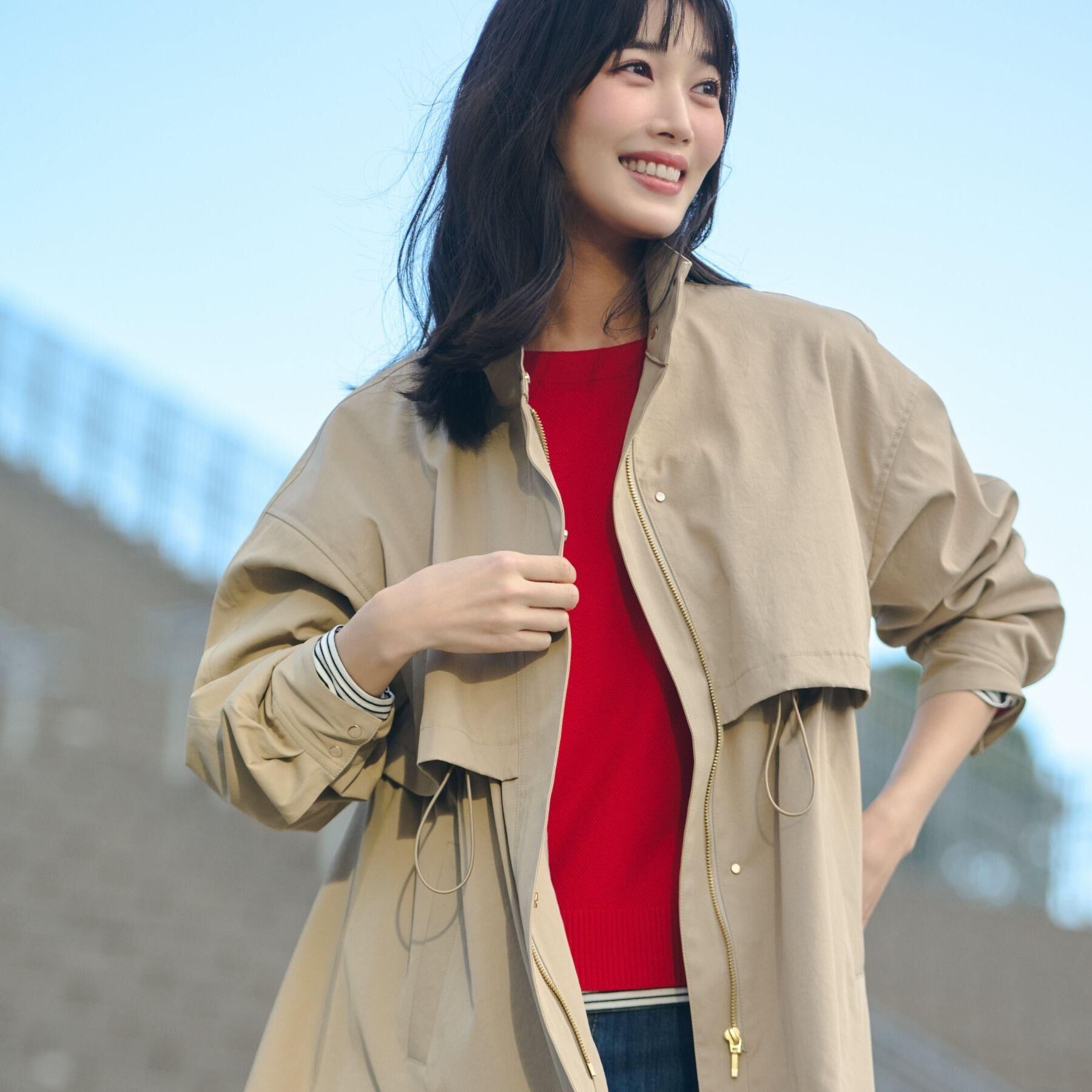 grove「【撥水／シルエット2WAY】羽織るだけでサマになる、スタンドネックテントラインコート」|その他|