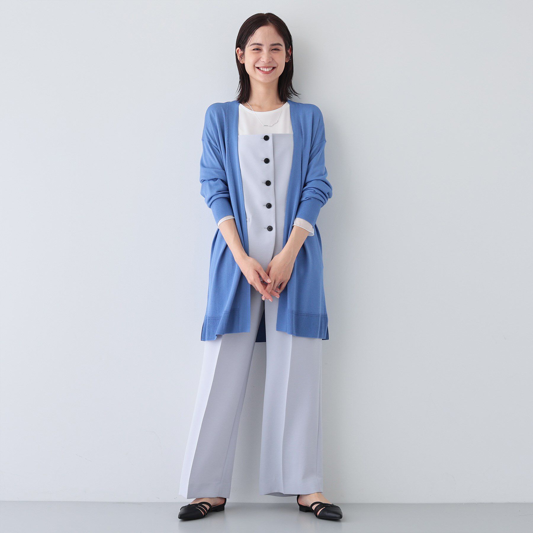 INDIVI「【洗える／肌触り◎】ミニマムデザイン ニットカーディガン」|カーディガン|