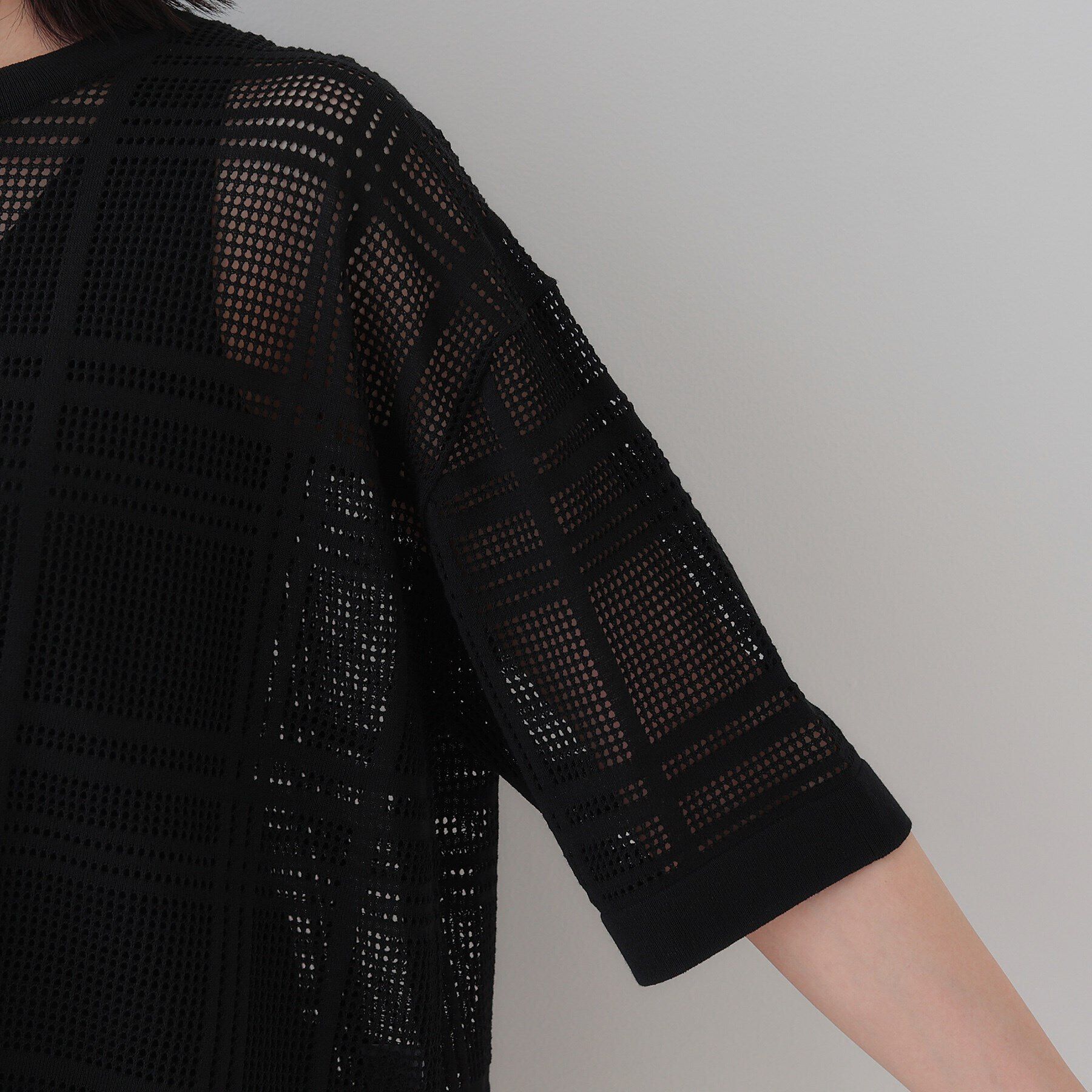 INDIVI「【洗える】メッシュチェック柄ニット」|ニット・セーター|