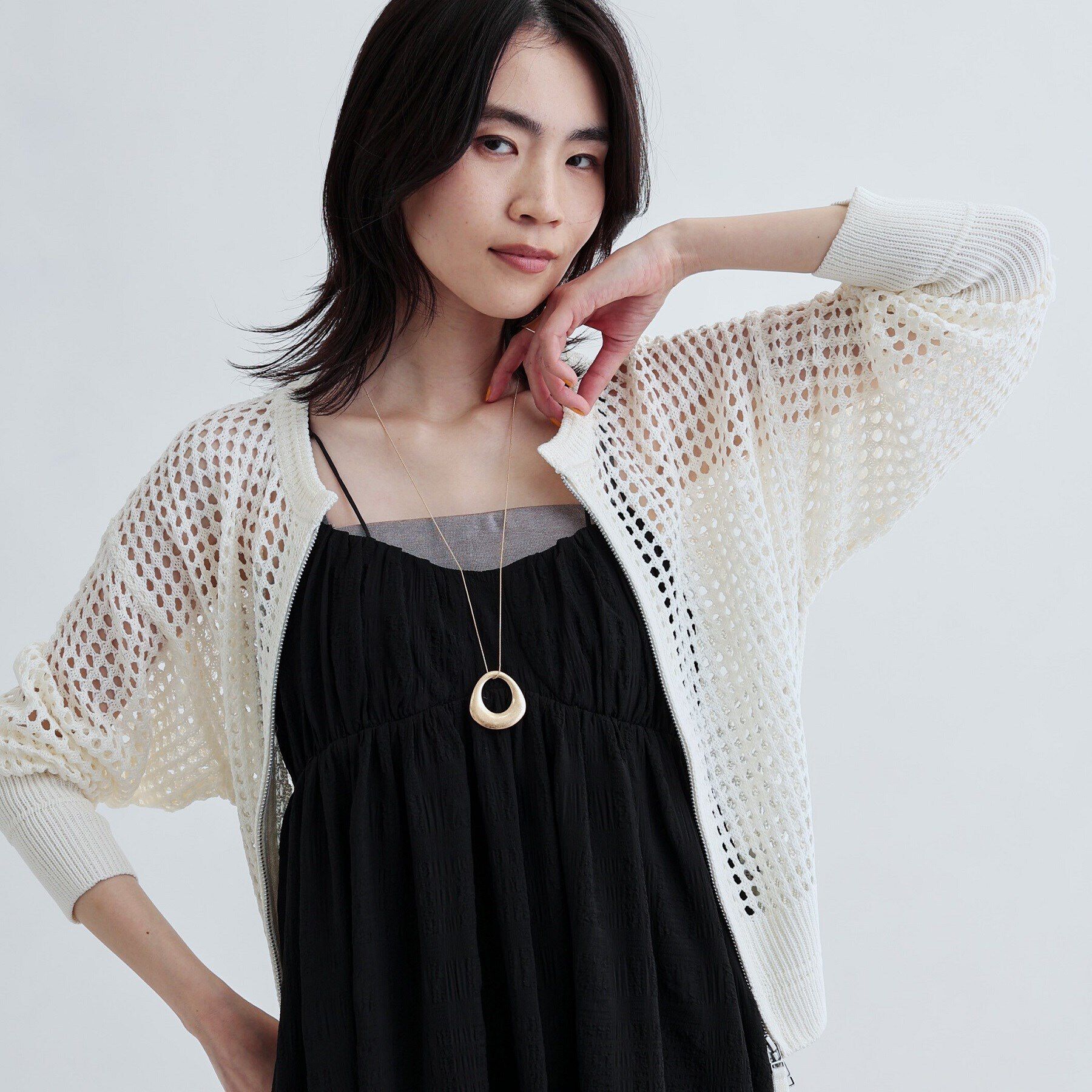 GALLEST「透かし編みニットカーディガン」|カーディガン|ホワイト(001)