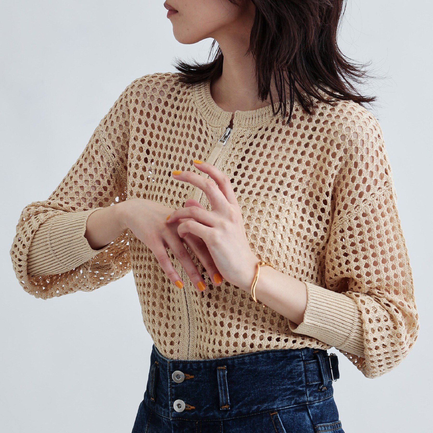 GALLEST「透かし編みニットカーディガン」|カーディガン|