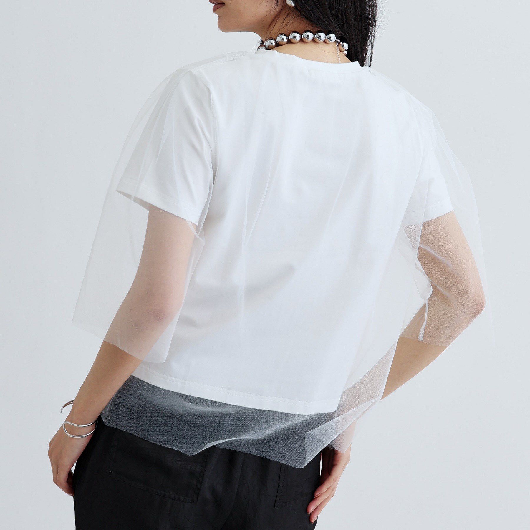 GALLEST「レイヤードチュールトップス」|Tシャツ・カットソー|