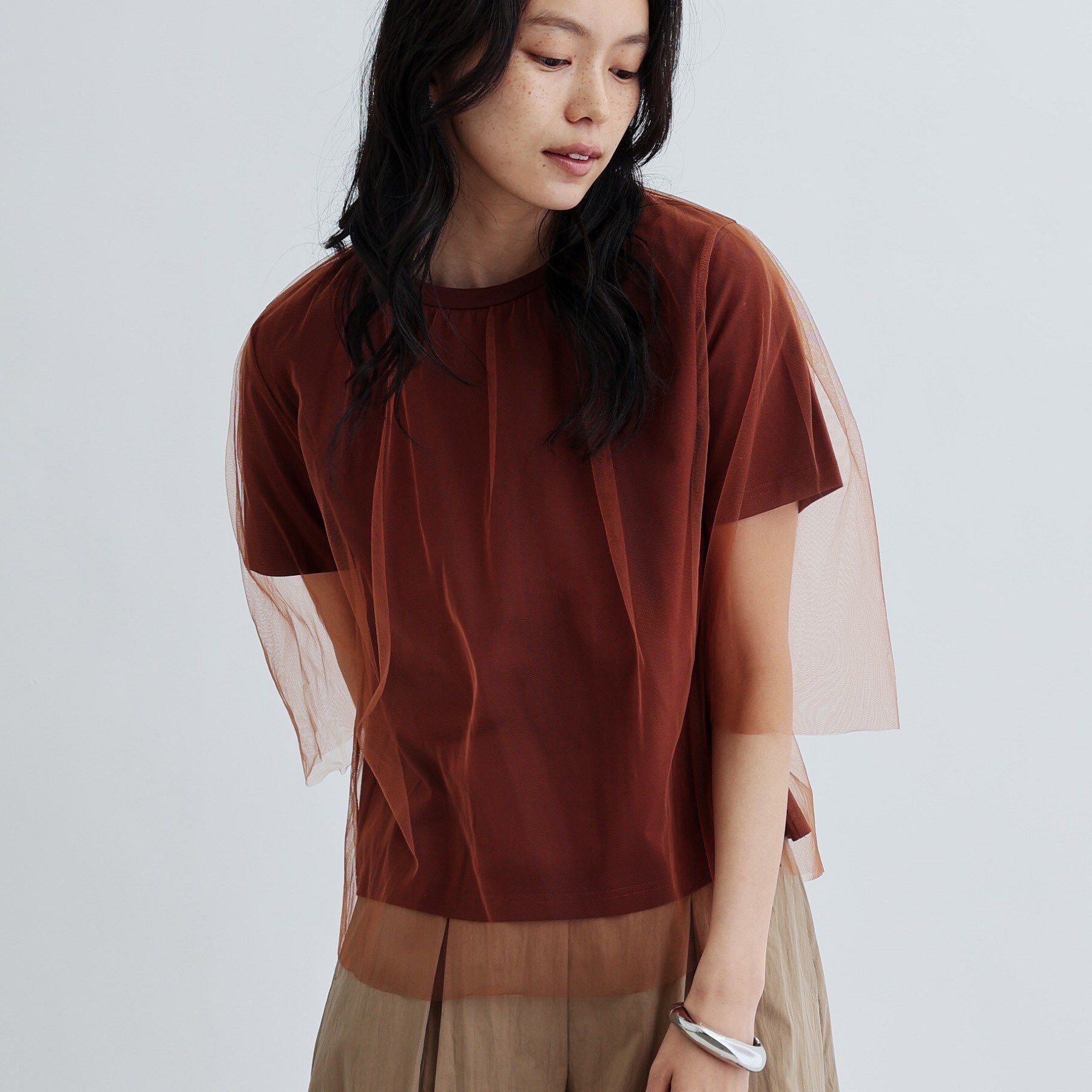 GALLEST「レイヤードチュールトップス」|Tシャツ・カットソー|